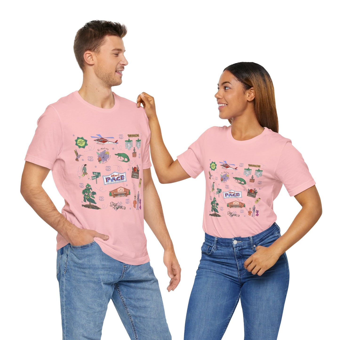 Unisex Jersey Short Sleeve Tee with Pace, Florida FL landmarks print