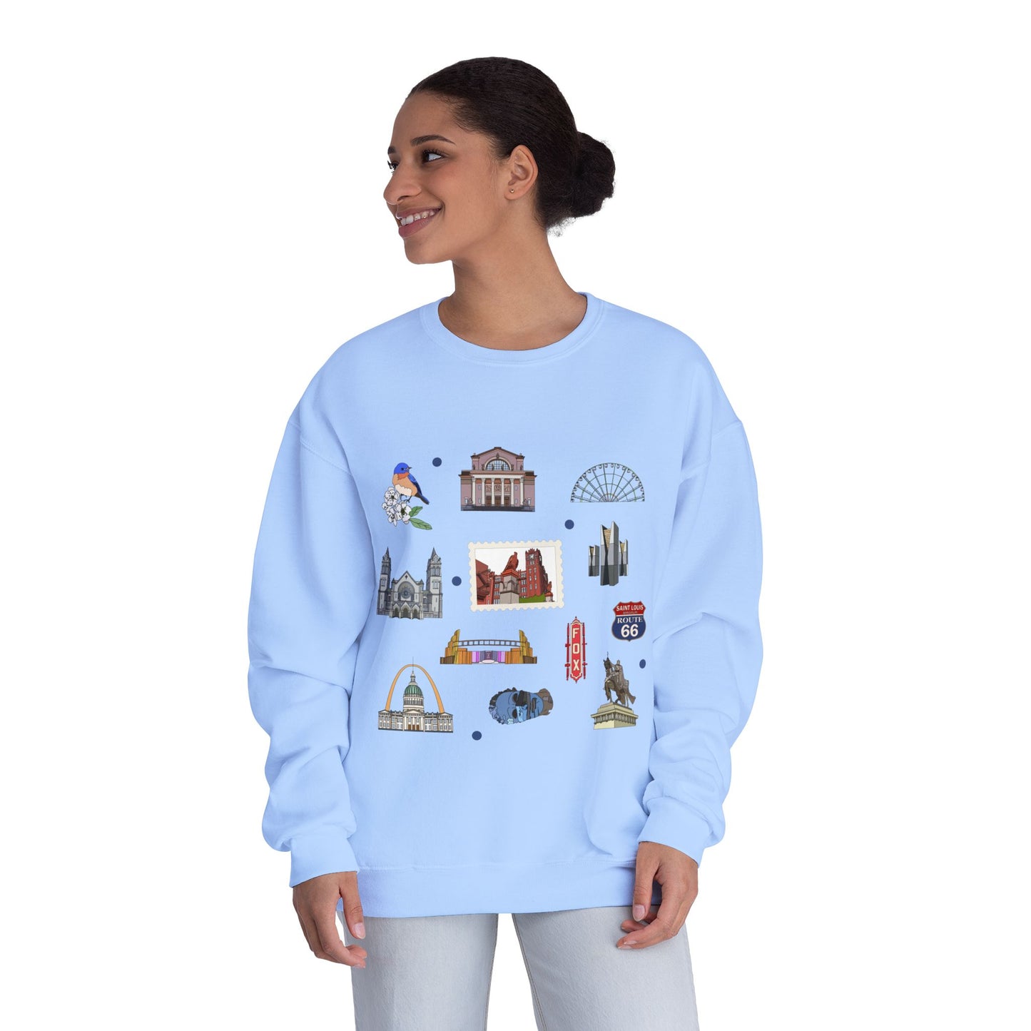 Unisex NuBlend® Crewneck Sweatshirt with St. Louis, Missouri MO in assorted colors