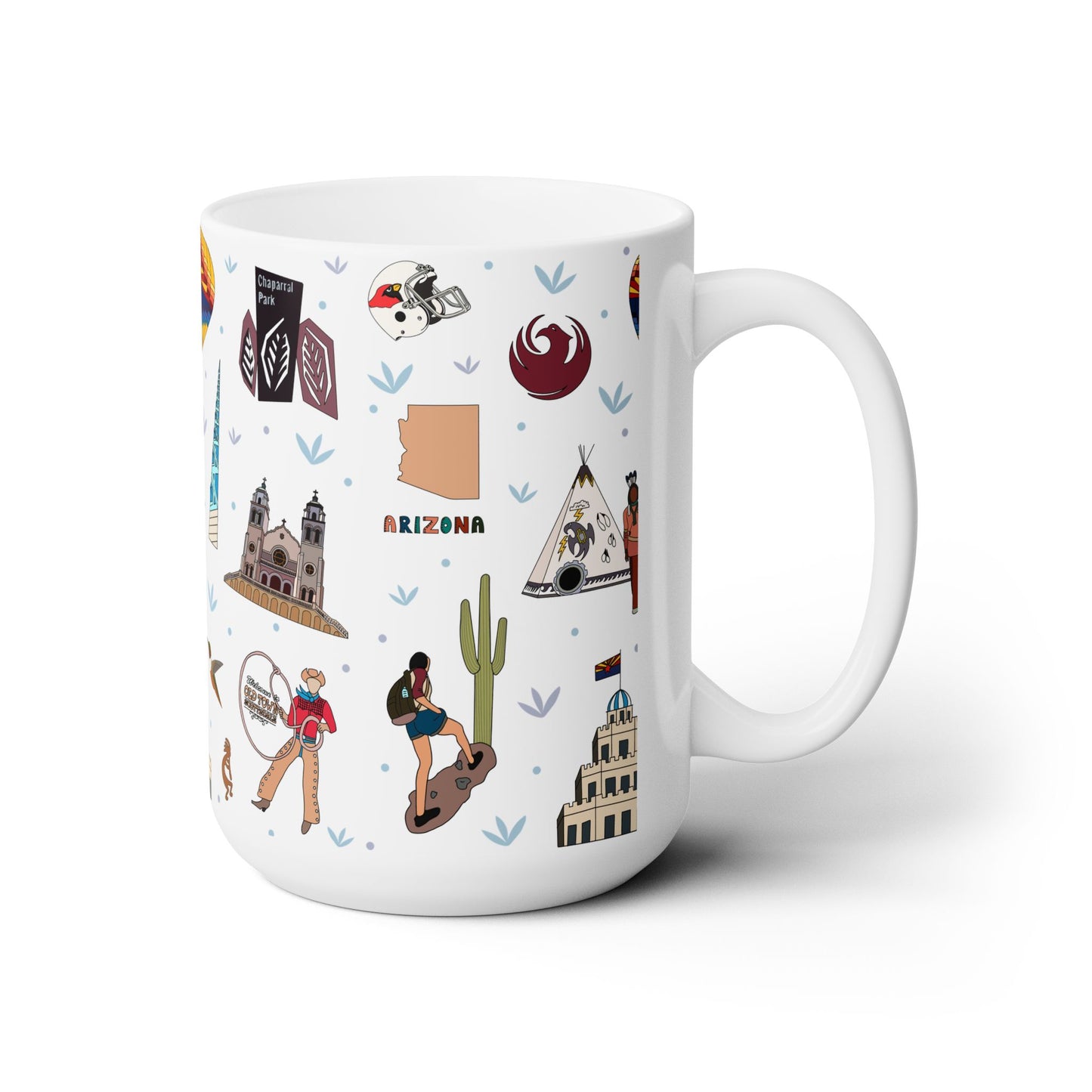 Ceramic Mug 15oz with Phoenix & Scottsdale, Arizona AZ in white