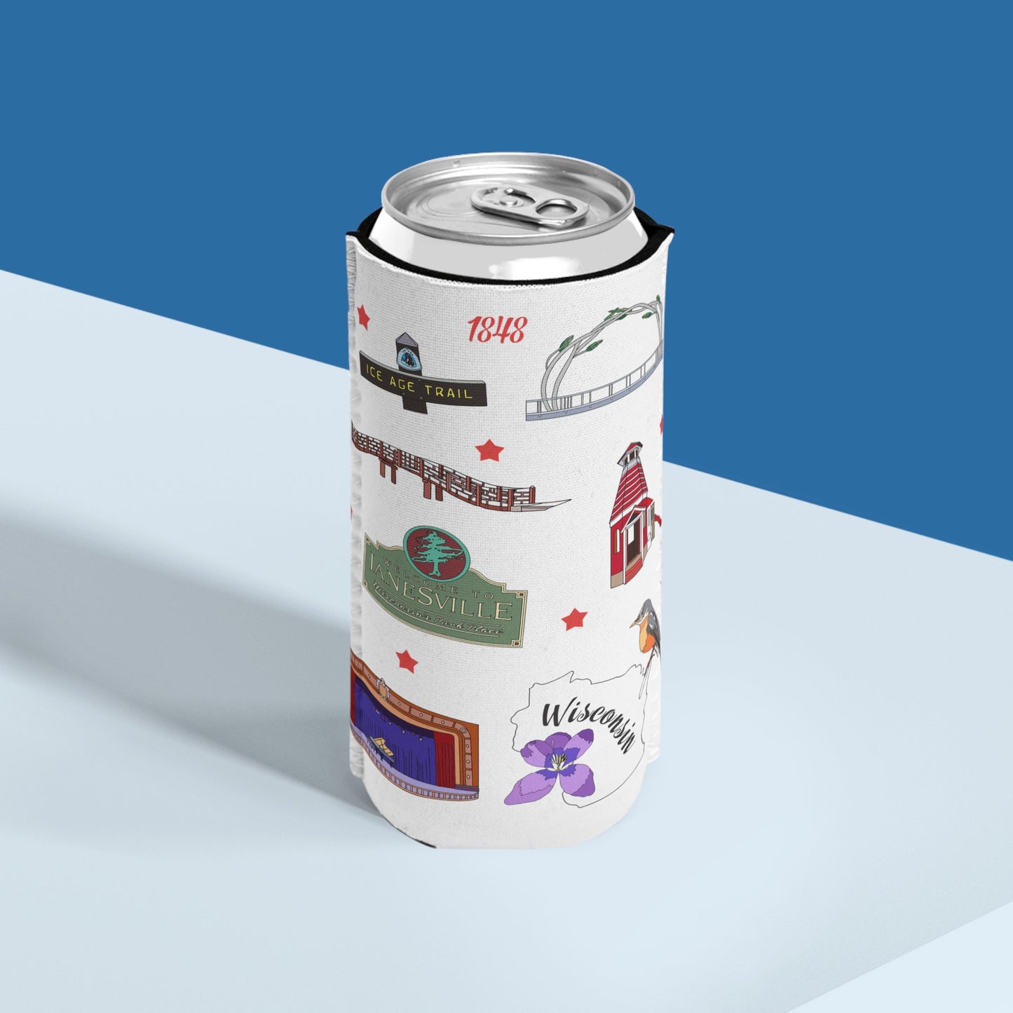 Slim Can Cooler with Janesville, Wisconsin WI
