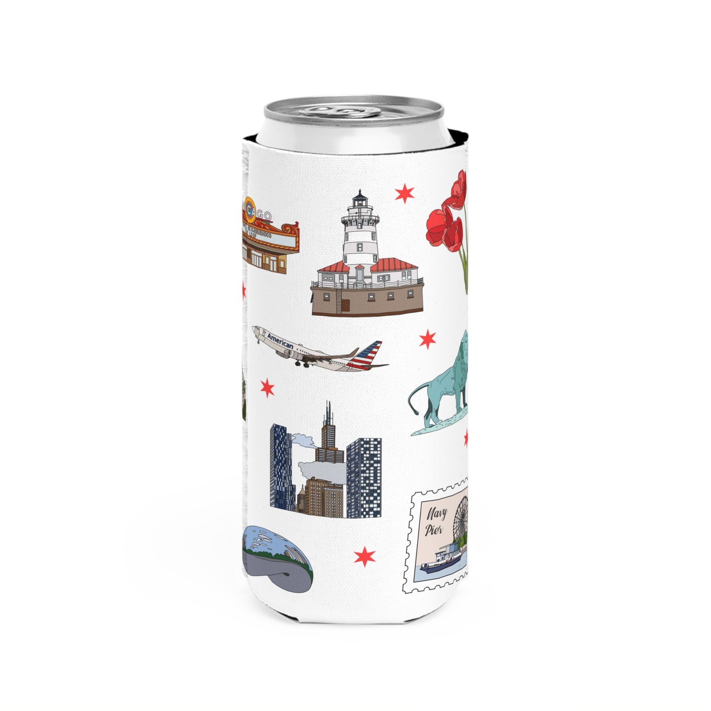 Slim Can Cooler with Chicago, Illinois IL