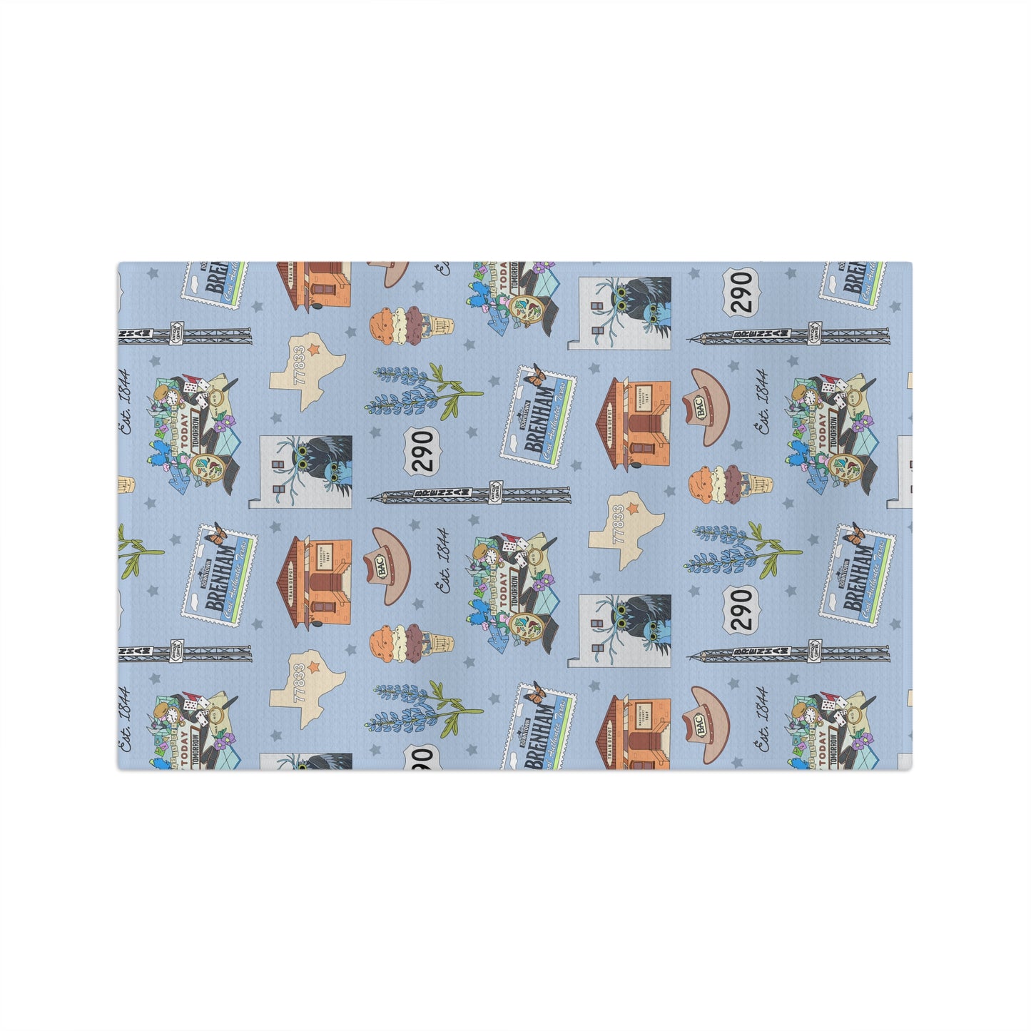 Kitchen Towel with Brenham, TX in blue