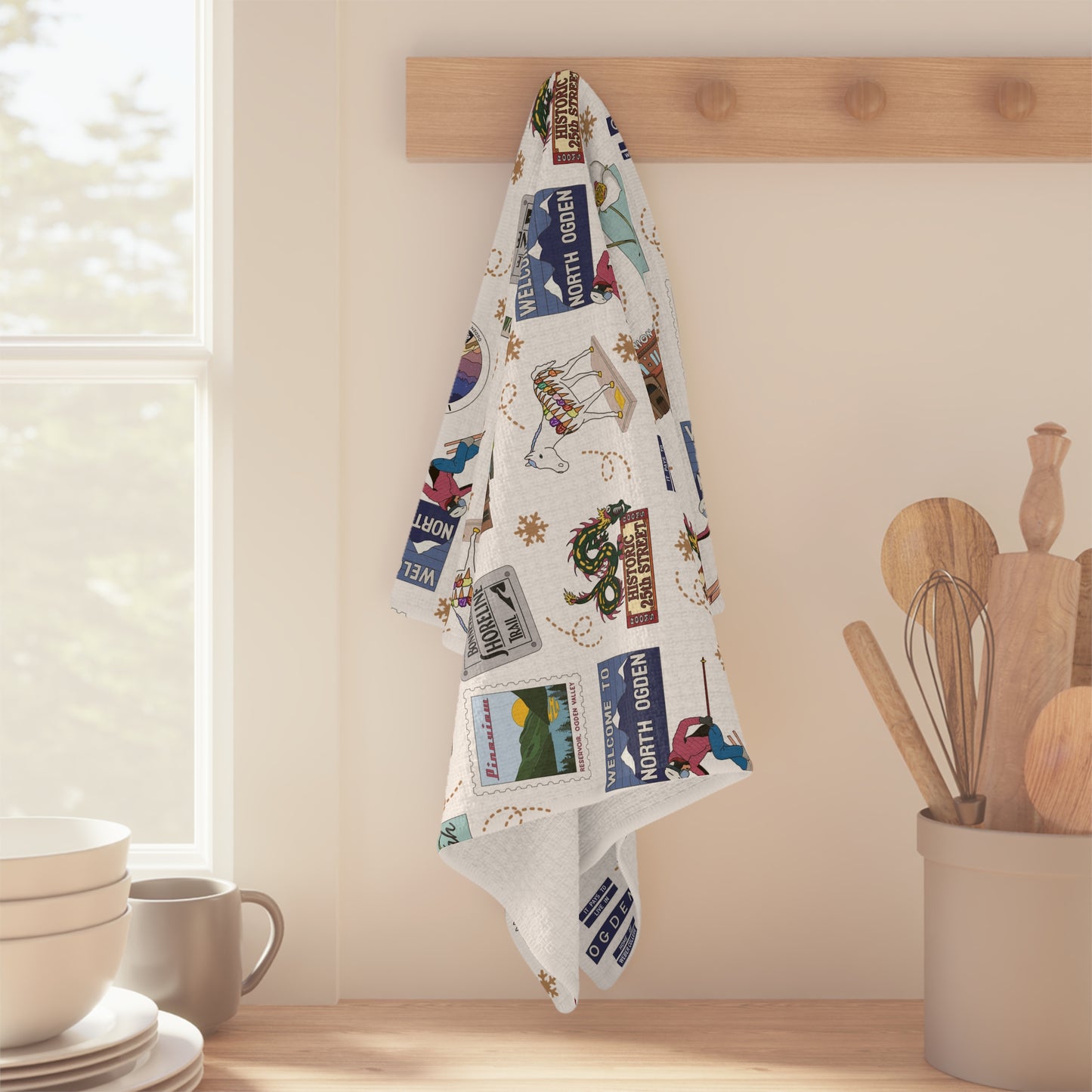 Kitchen Towel with Ogden, Utah UT in white