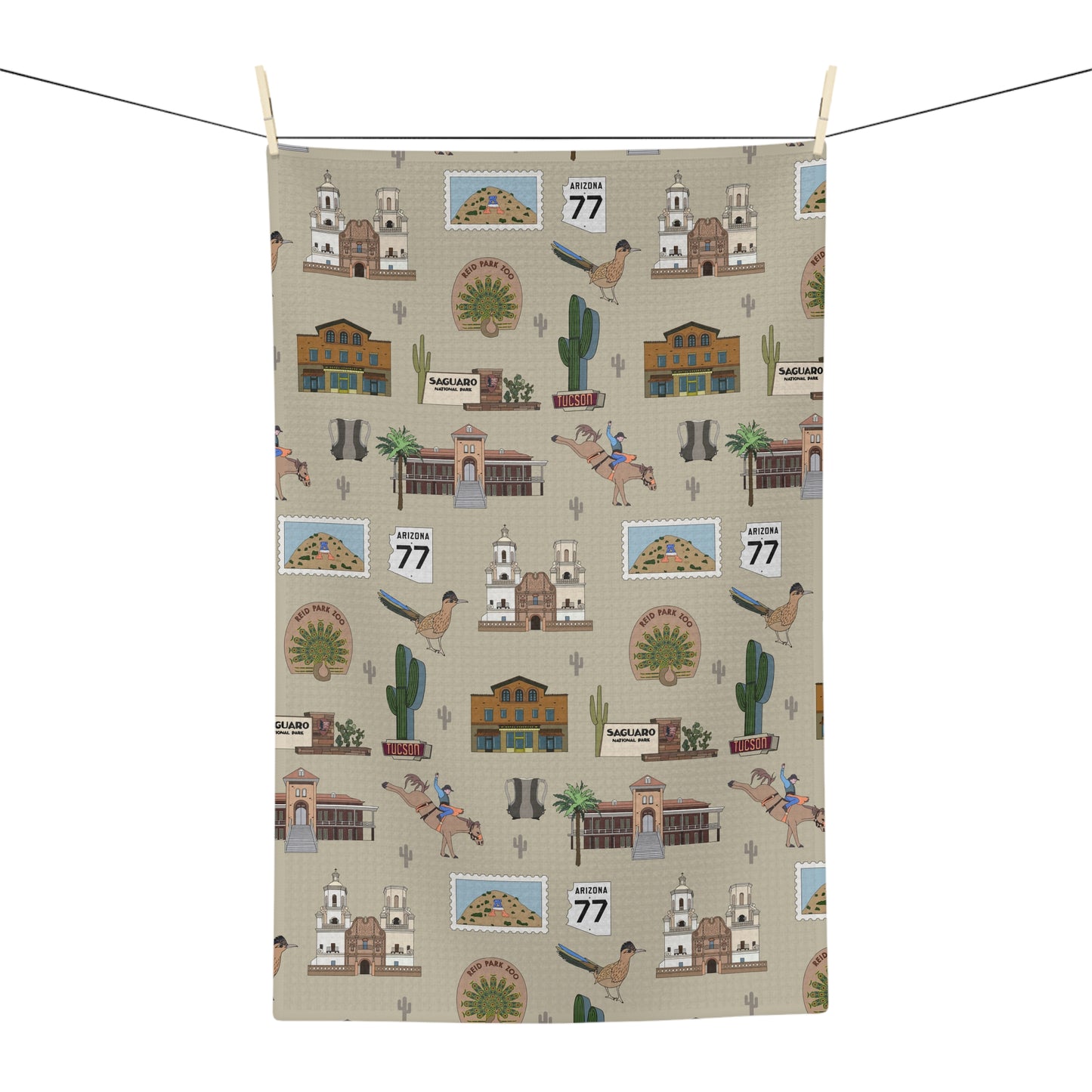 Kitchen Towel with Tucson, Arizona AZ in khaki