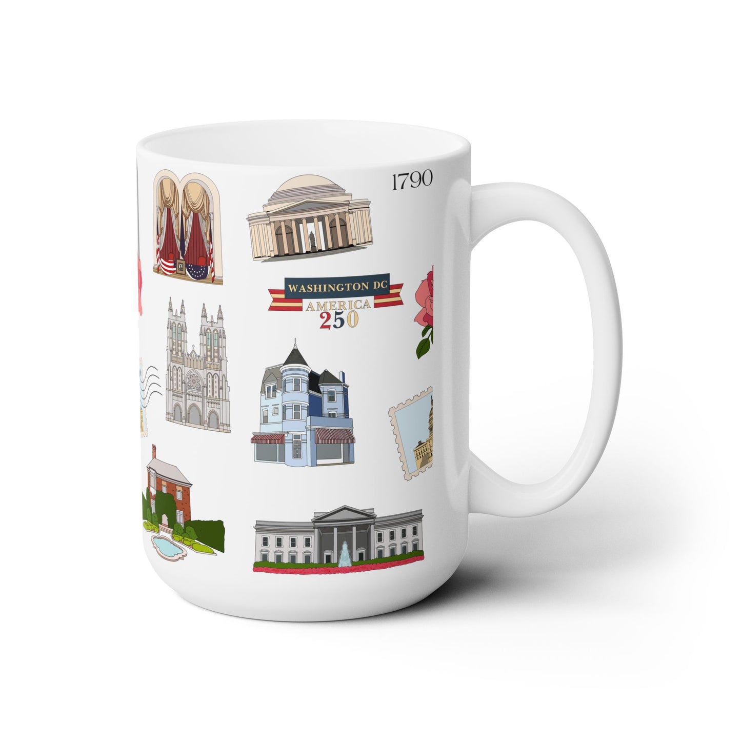 Ceramic Mug 15oz with Washington D.C. in white