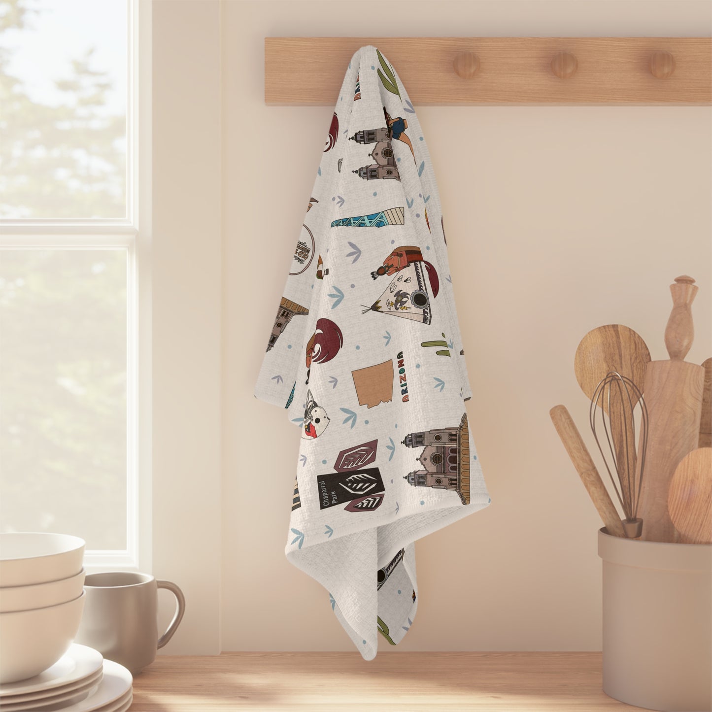 Kitchen Towel with Phoenix & Scottsdale, Arizona AZ in white