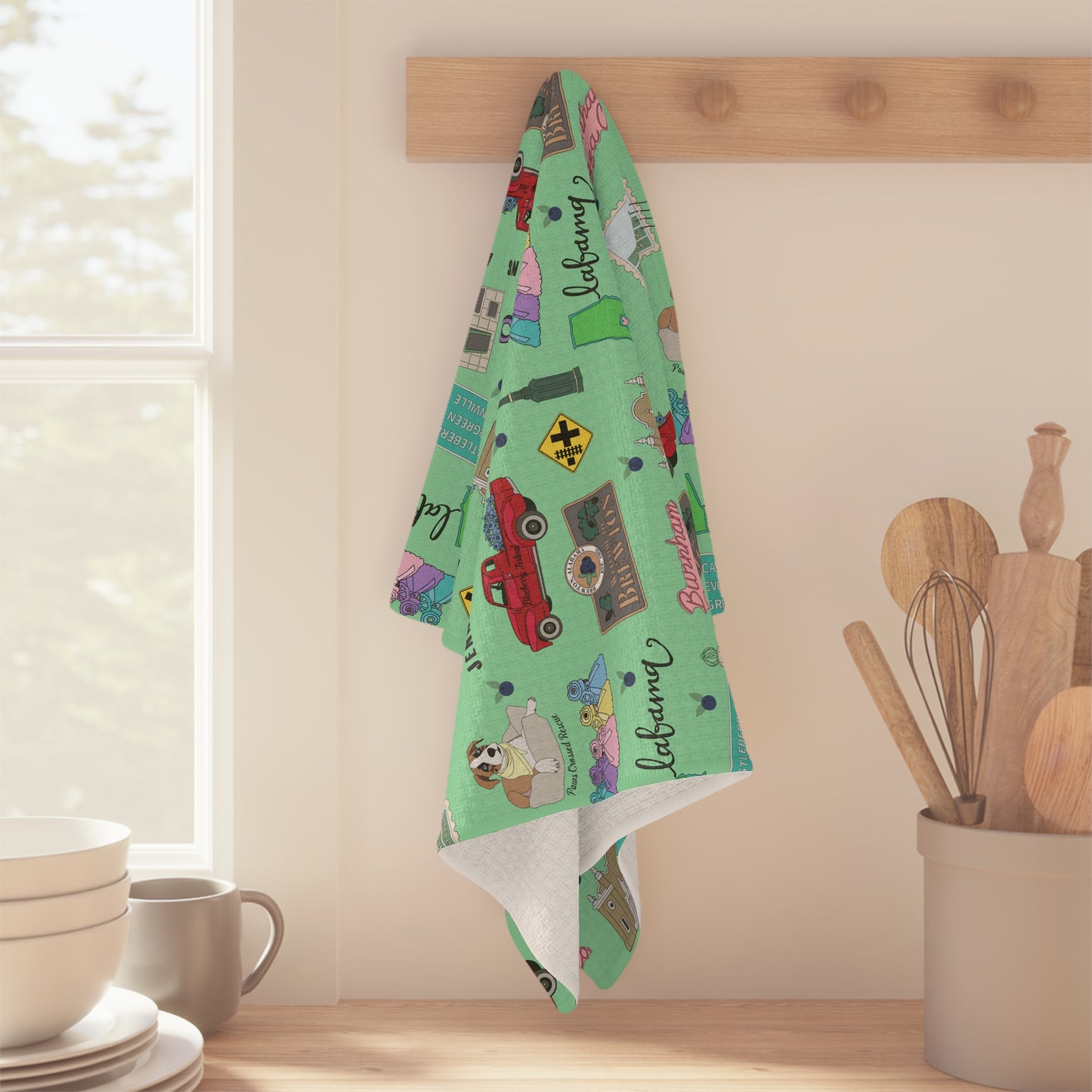 Kitchen Towel with Brewton, AL in sage