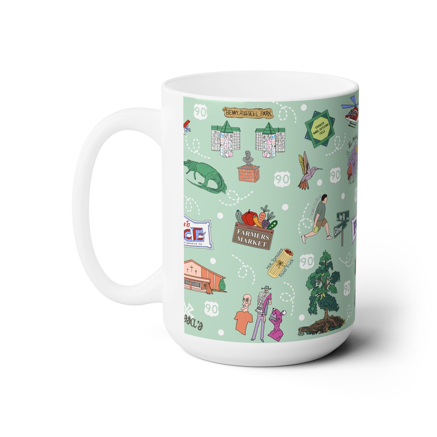 Ceramic Mug 15oz with Pace, Florida FL in mint
