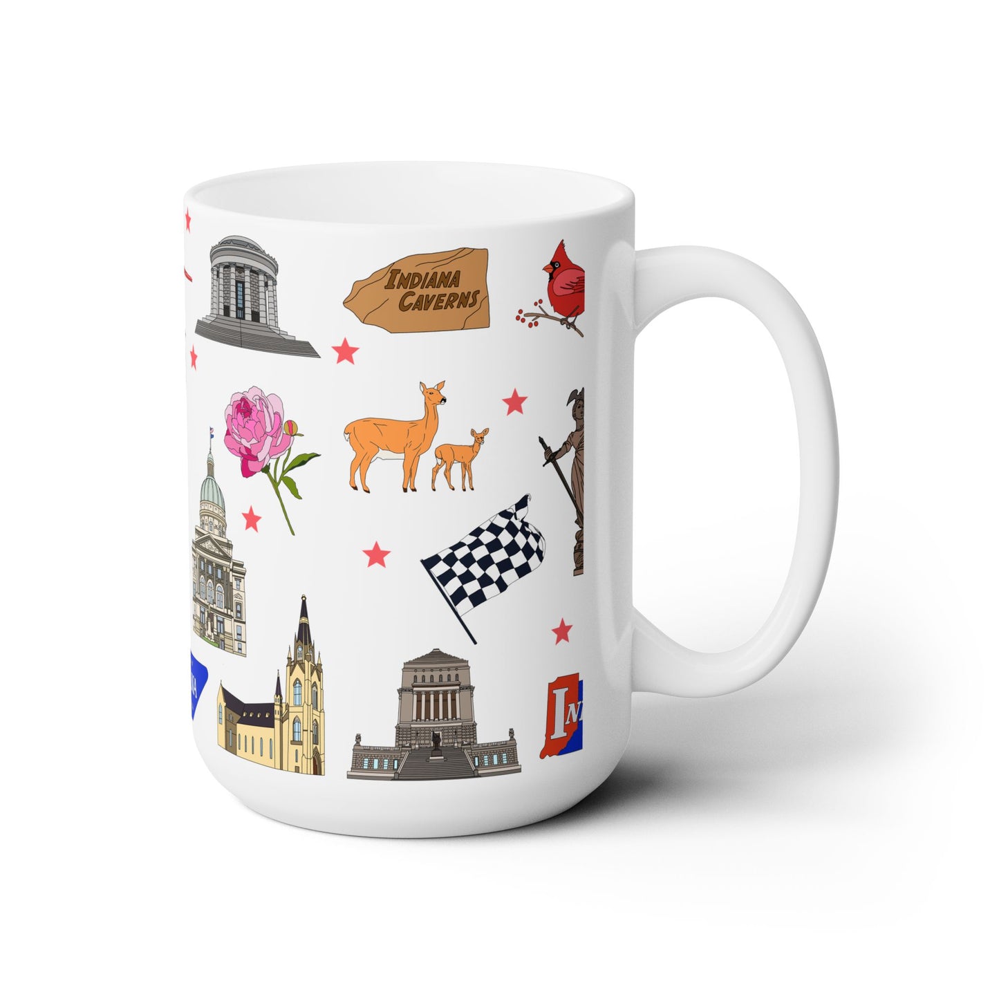 Ceramic Mug 15oz with Indianapolis, Indiana IN in white