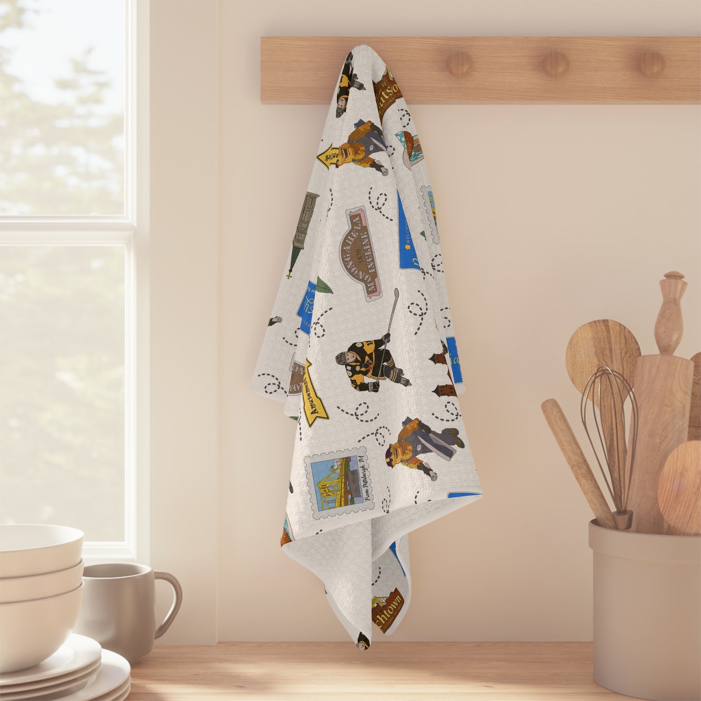 Kitchen Towel with Pittsburgh, Pennsylvania PA in white