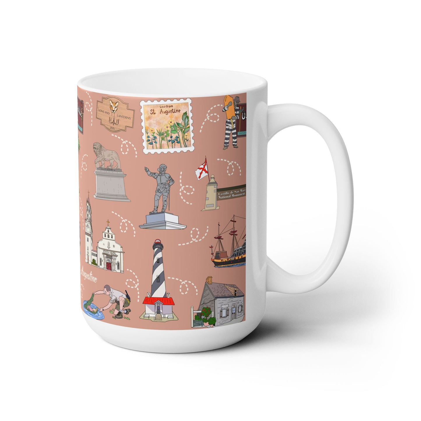Ceramic Mug 15oz with St. Augustine, Florida FL in cinnamon