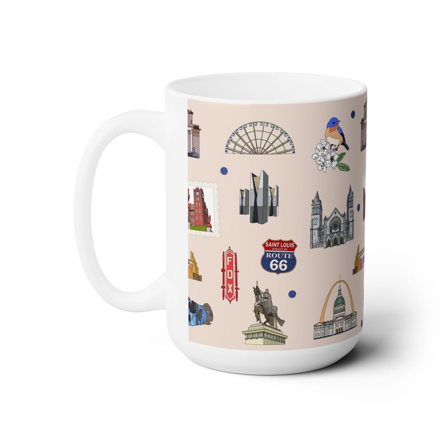 Ceramic Mug 15oz with St. Louis, Missouri MO in beige
