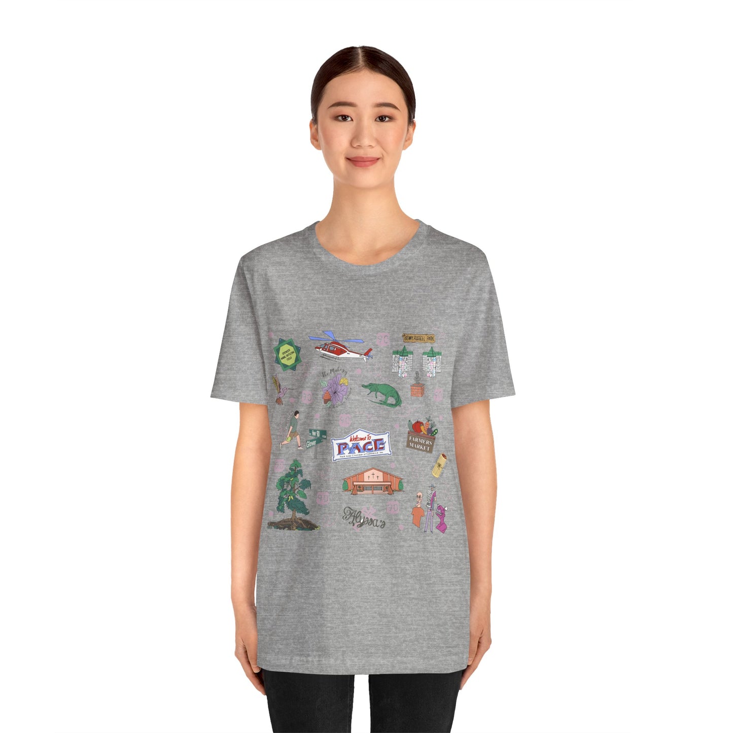 Unisex Jersey Short Sleeve Tee with Pace, Florida FL landmarks print