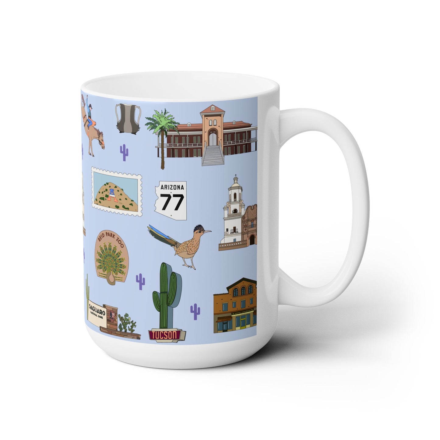 Ceramic Mug 15oz with Tucson, Arizona AZ in blue
