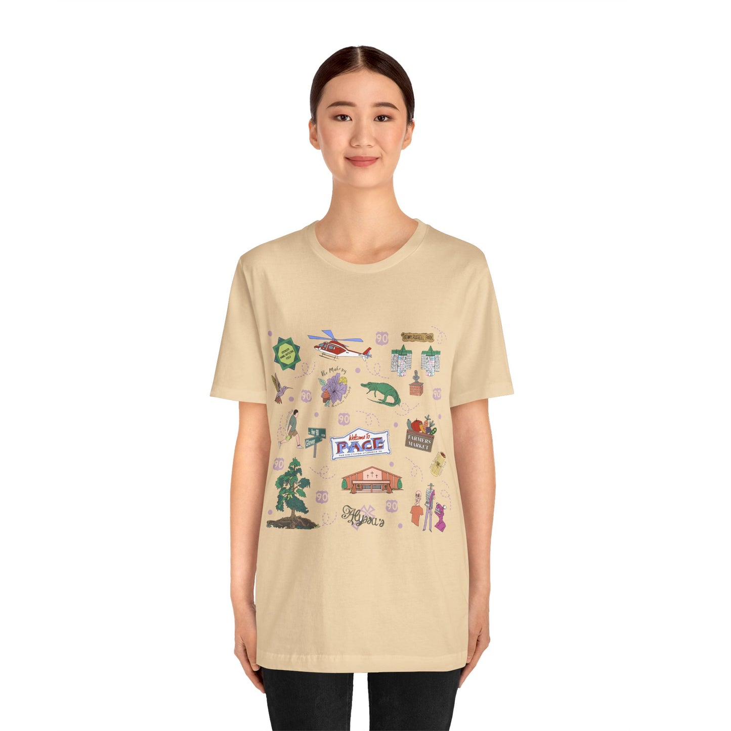 Unisex Jersey Short Sleeve Tee with Pace, Florida FL landmarks print