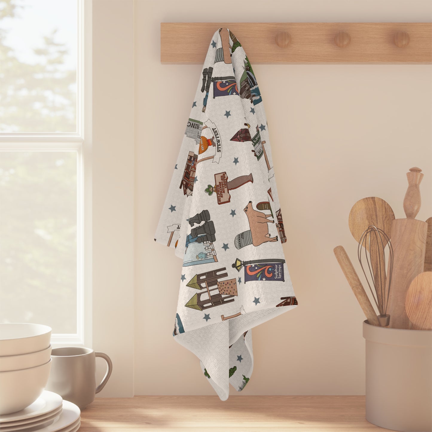 Kitchen Towel with Sulphur Springs, Texas TX in white