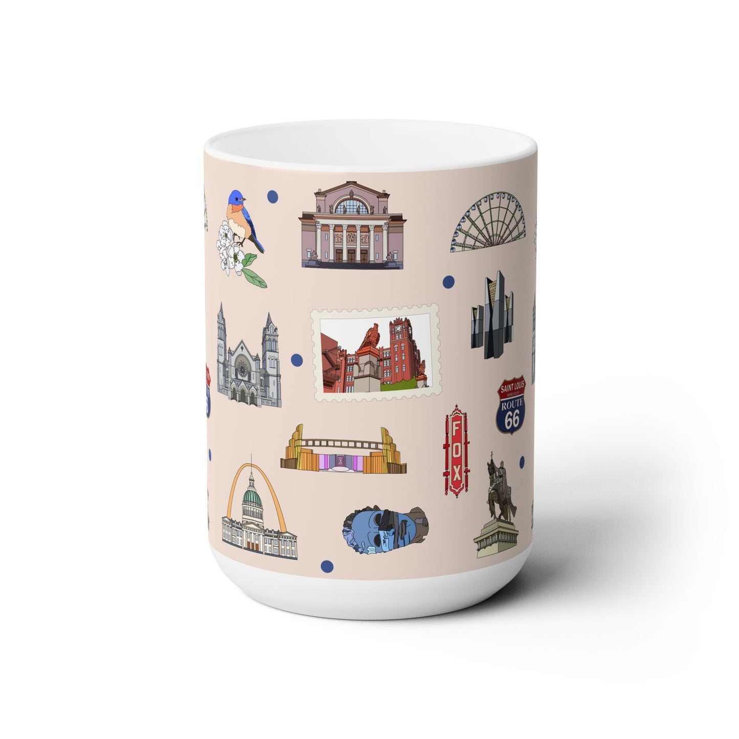 Ceramic Mug 15oz with St. Louis, Missouri MO in beige