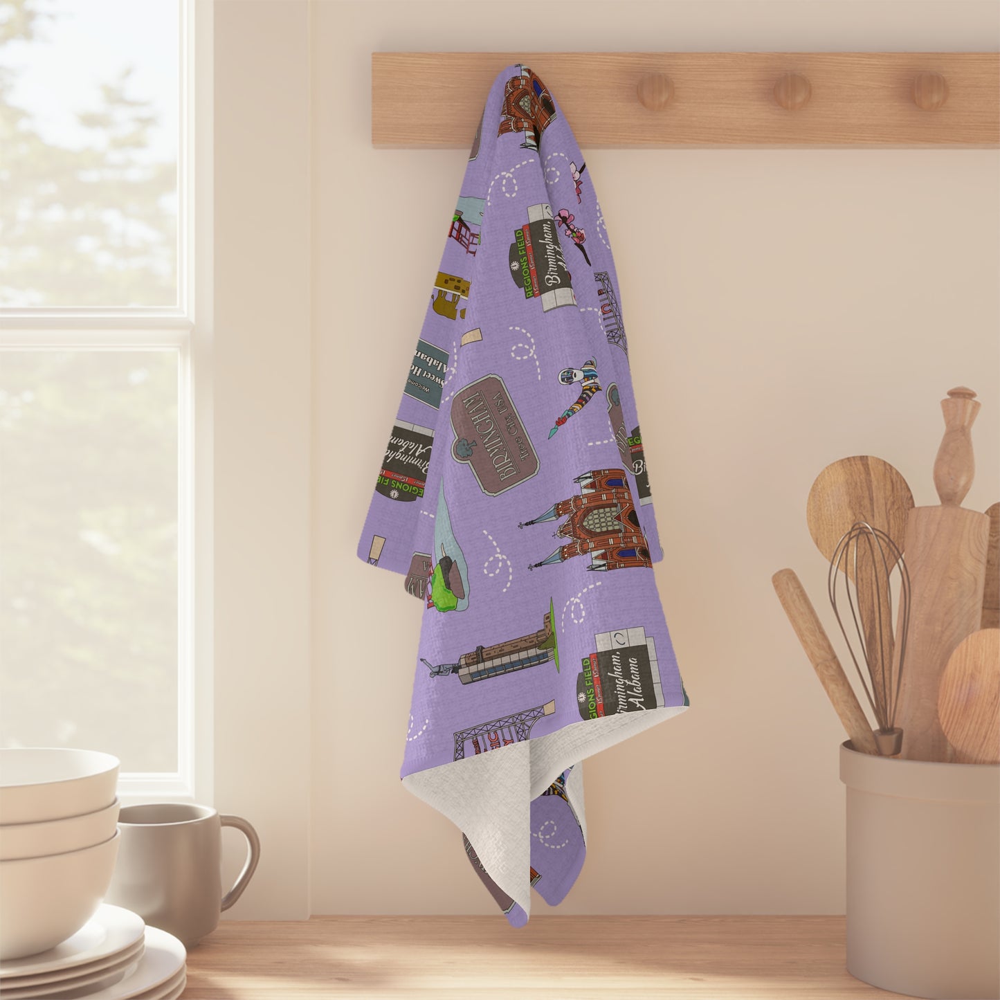 Kitchen Towel with Birmingham, AL in purple