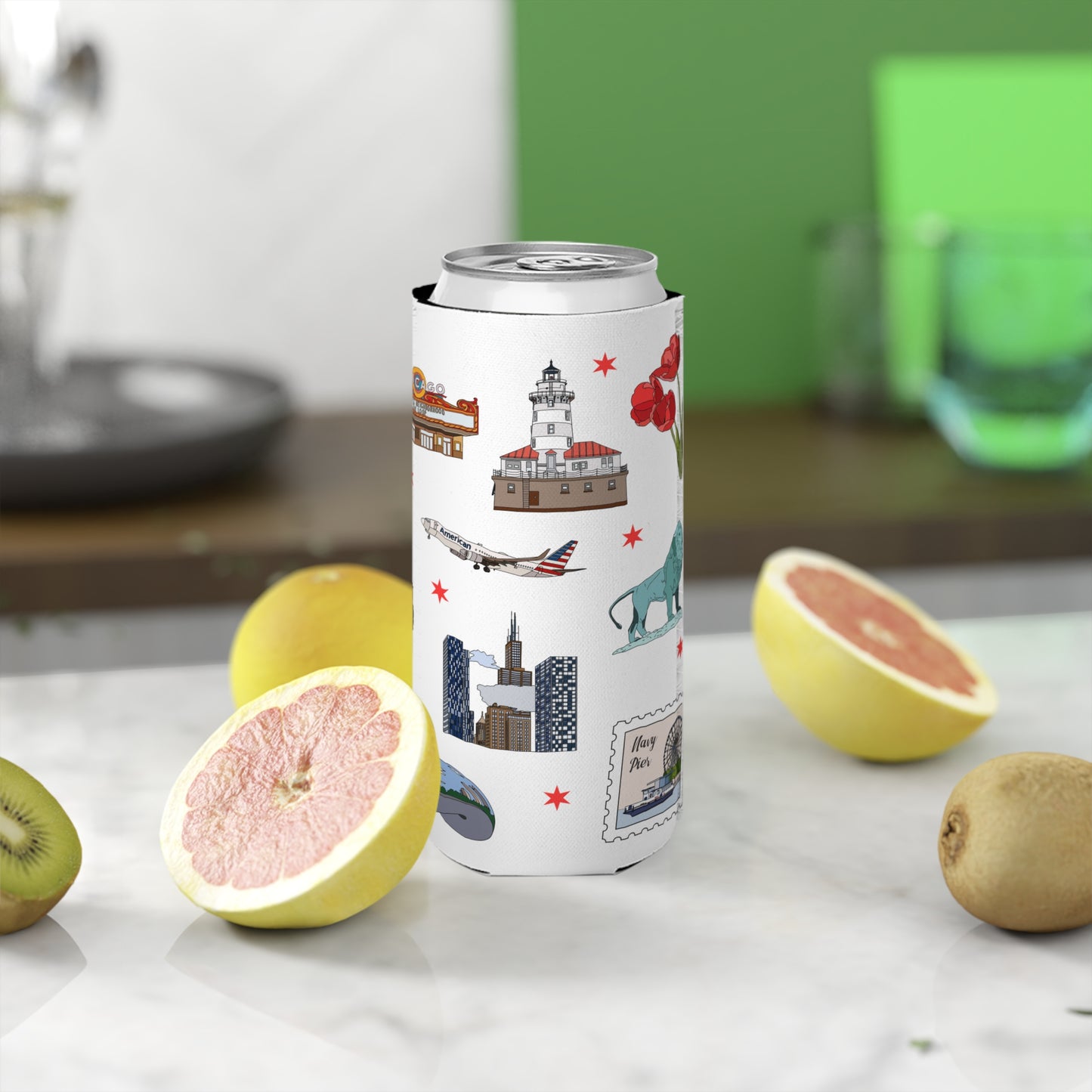 Slim Can Cooler with Chicago, Illinois IL