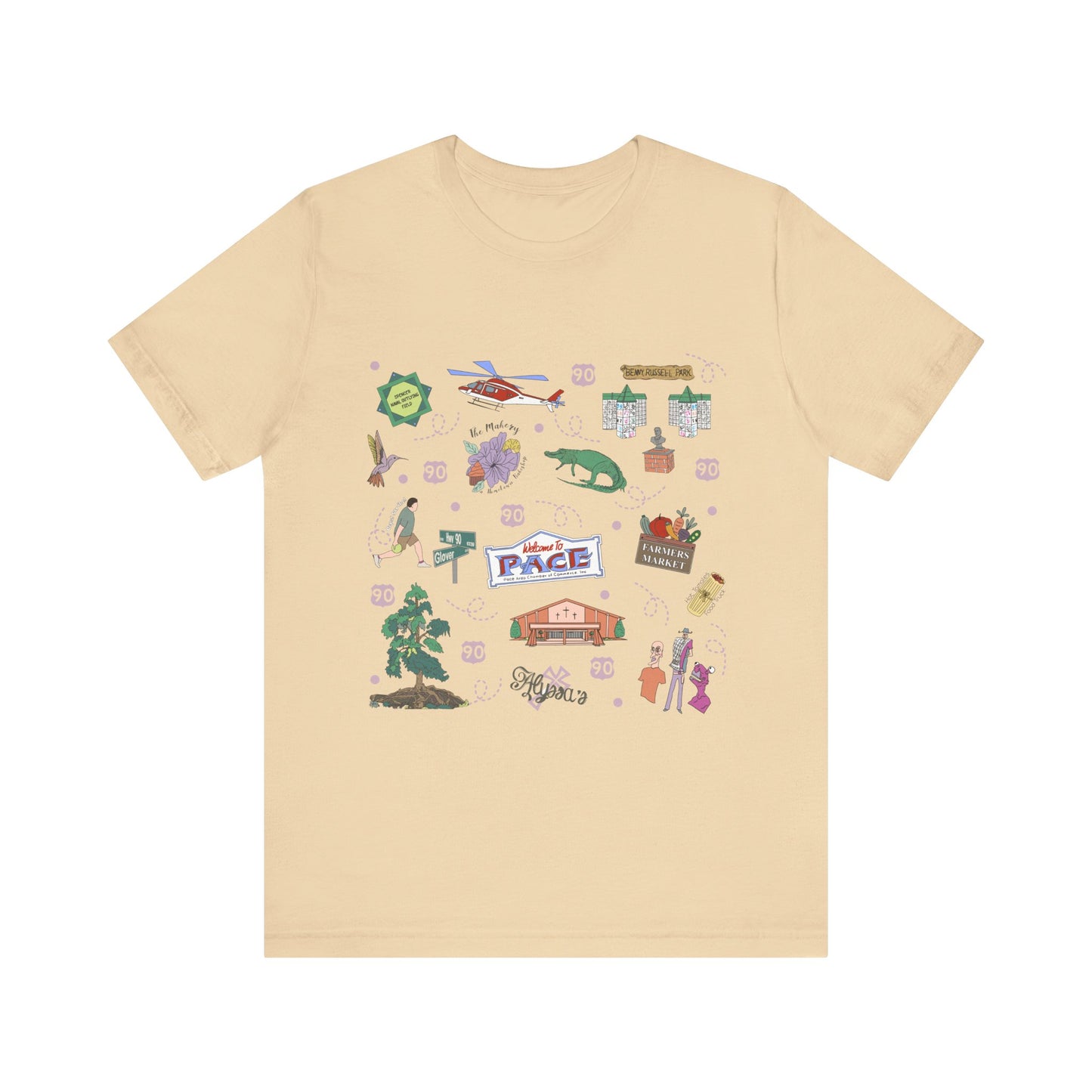 Unisex Jersey Short Sleeve Tee with Pace, Florida FL landmarks print