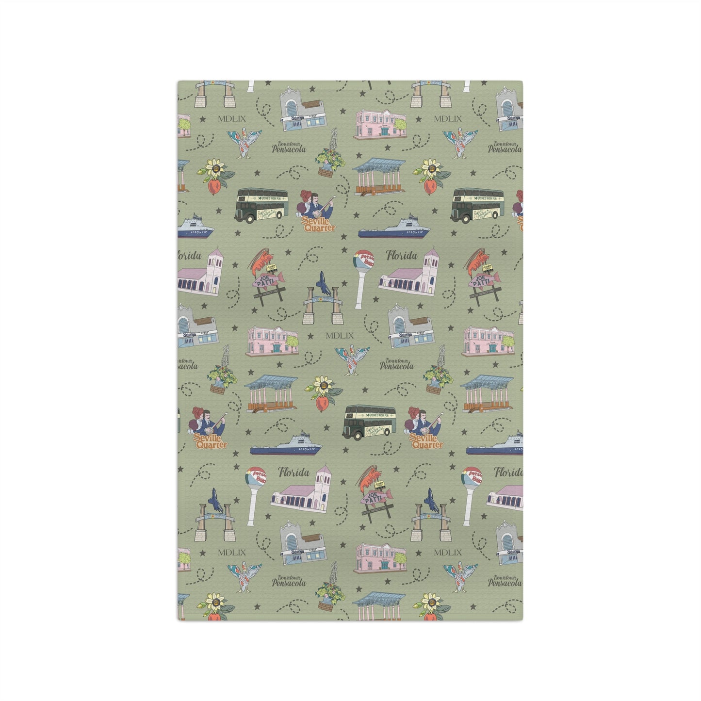 Kitchen Towel with Pensacola, FL in olive