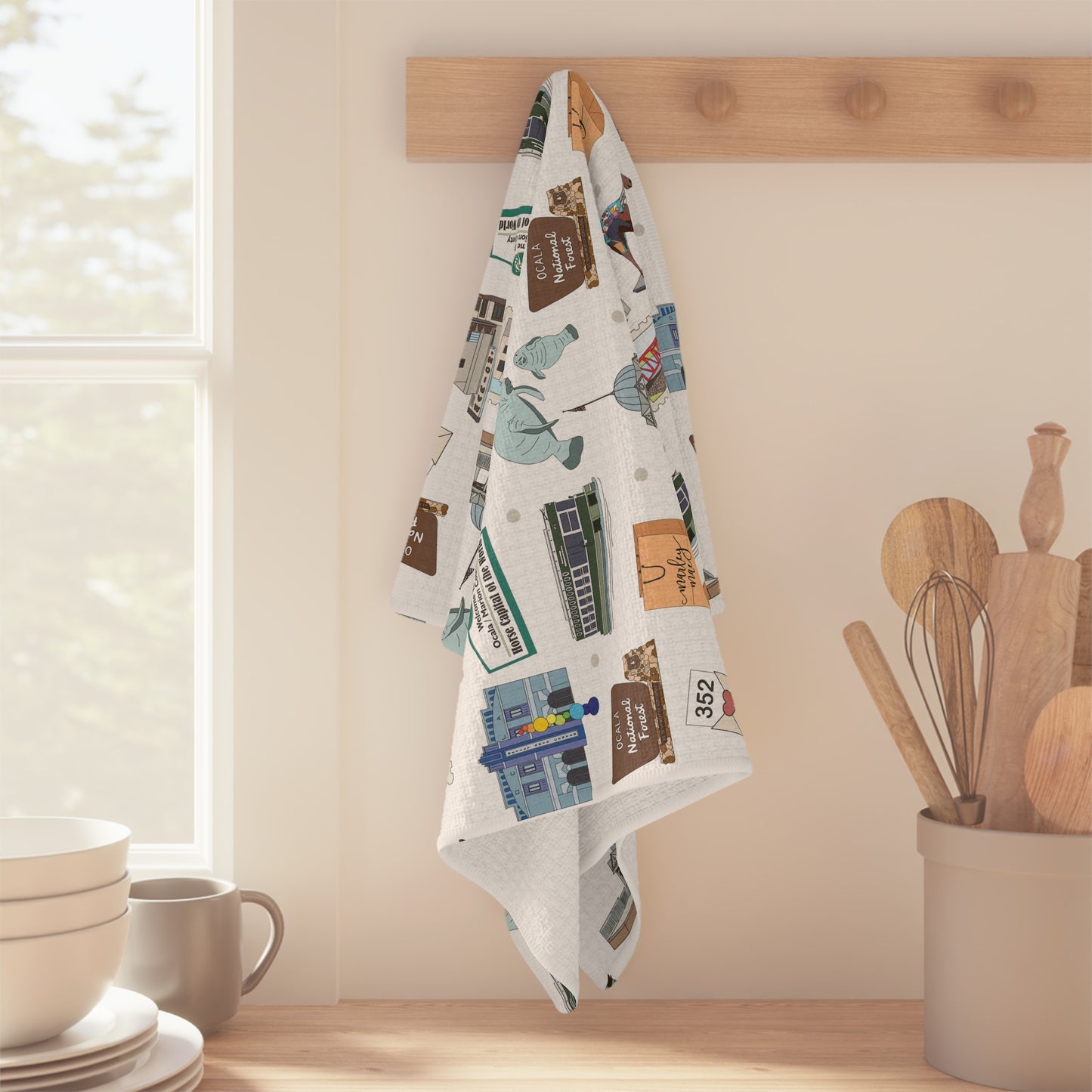 Kitchen Towel with Ocala, Florida FL in white