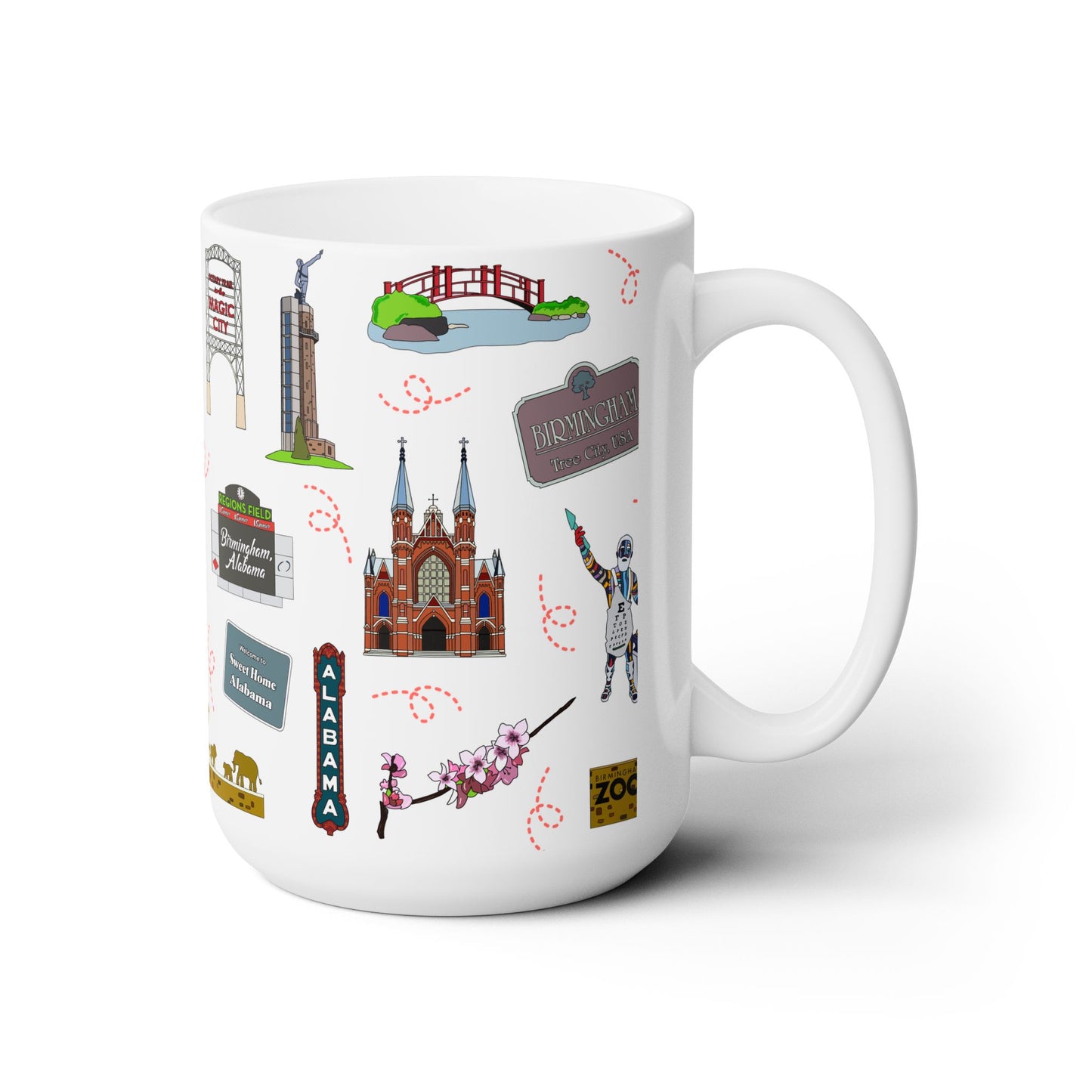 Ceramic Mug 15oz with Birmingham, AL in white
