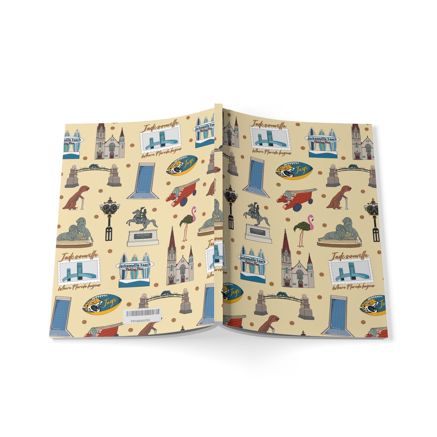 Paperback notebook with Jacksonville, FL landmarks in cream 150 lined pages