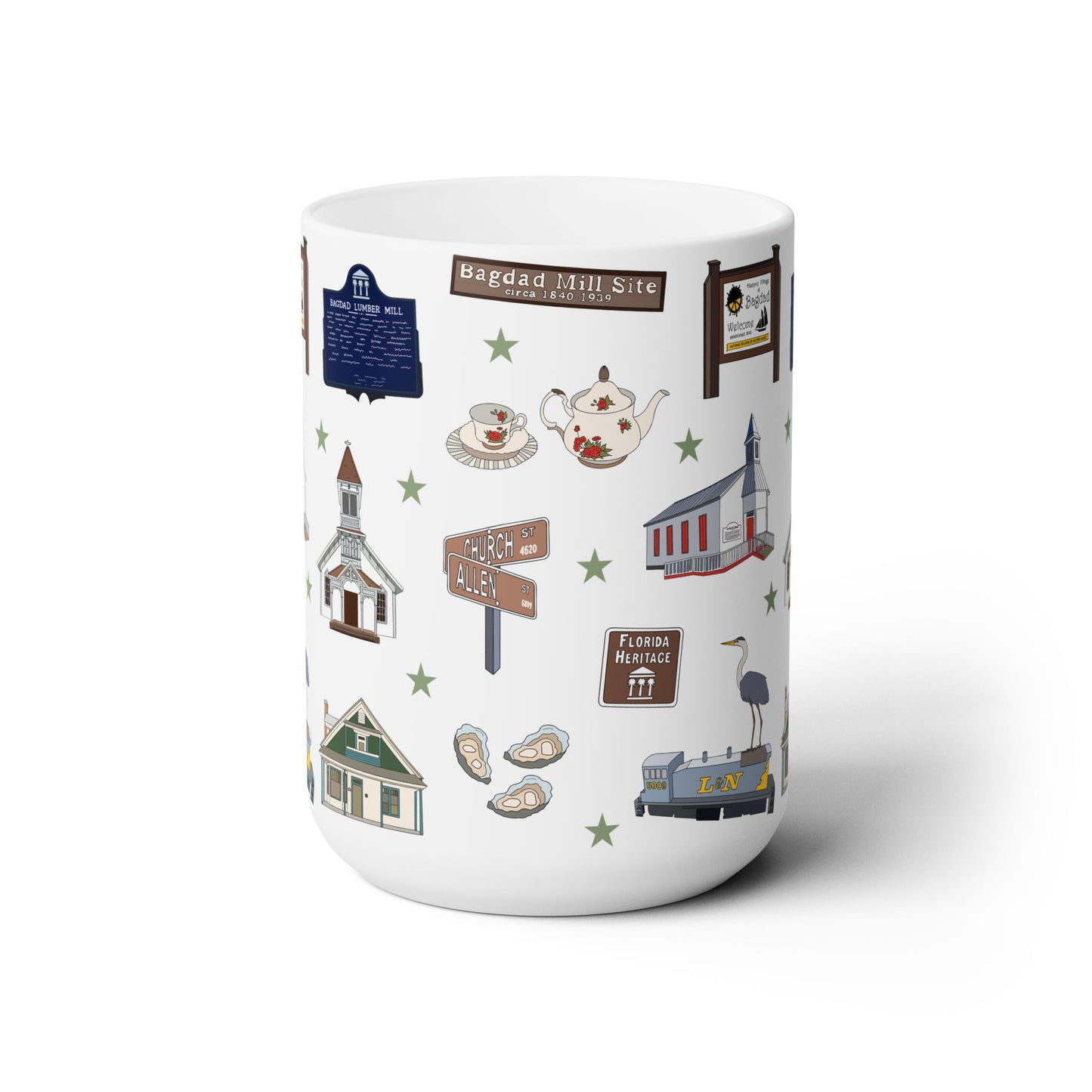 Ceramic Mug 15oz with Bagdad, Florida FL in white