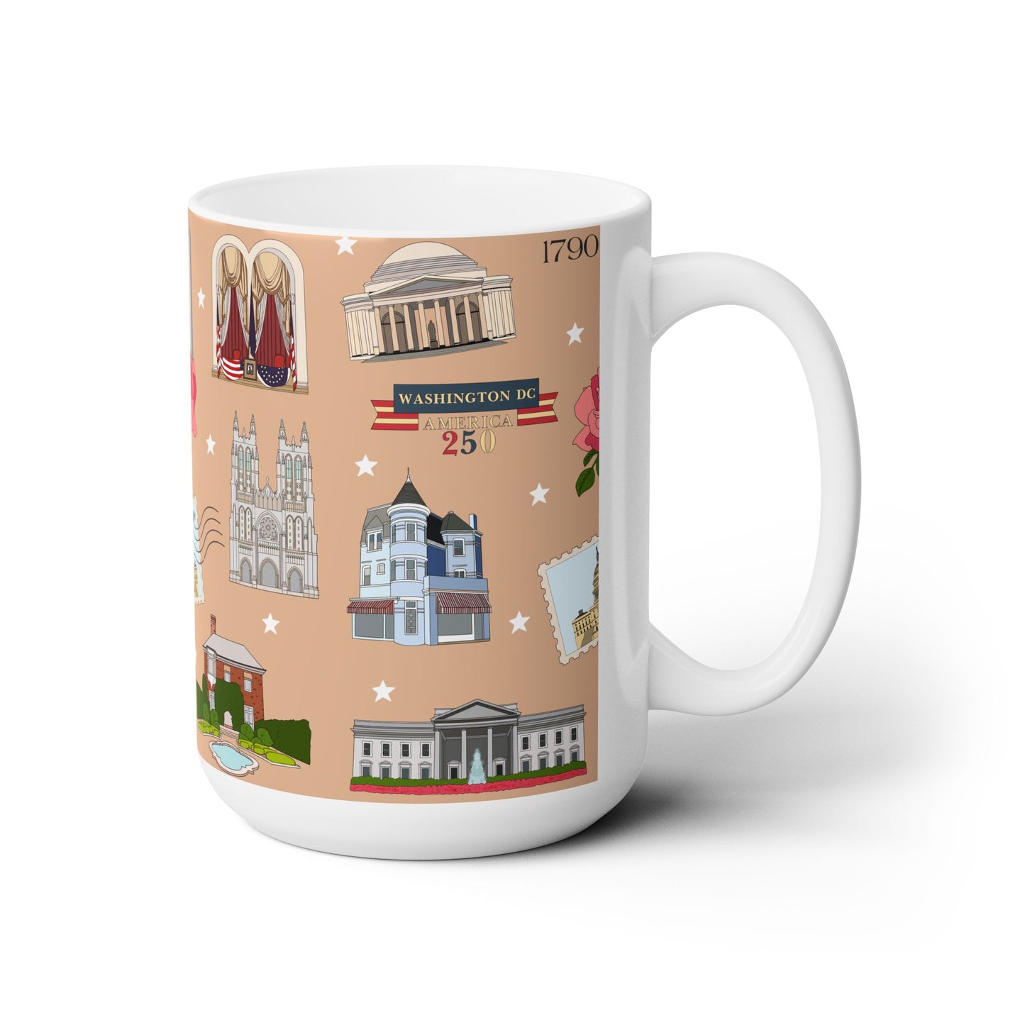 Ceramic Mug 15oz with Washington D.C. in beige