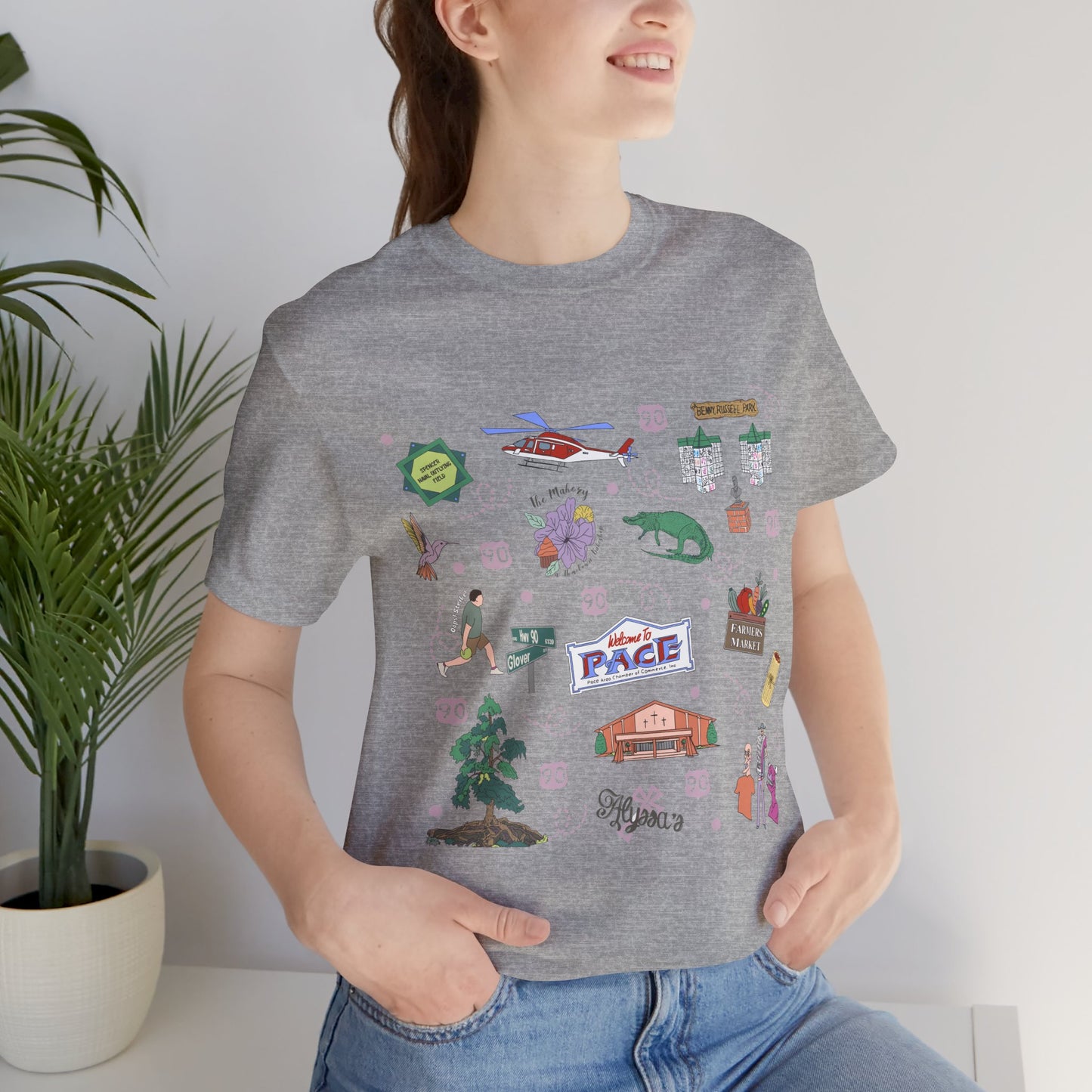 Unisex Jersey Short Sleeve Tee with Pace, Florida FL landmarks print