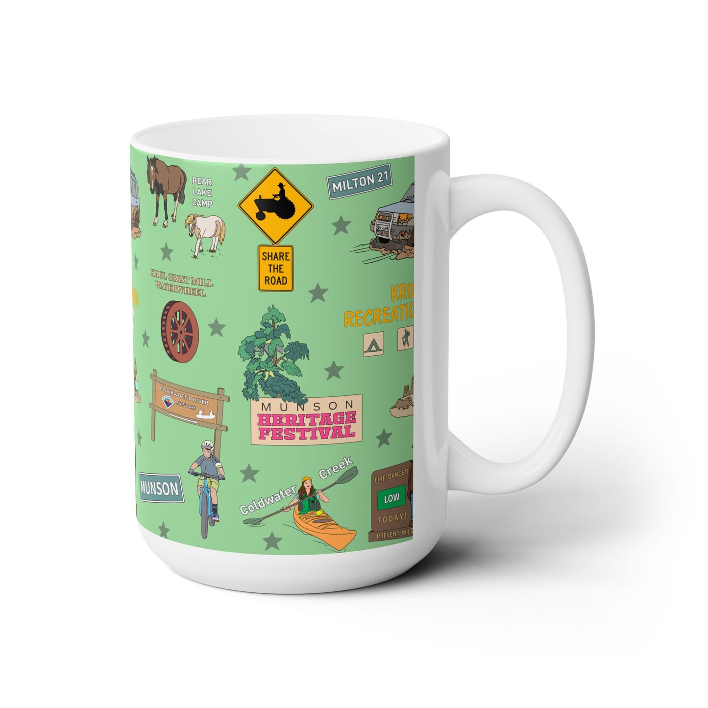 Ceramic Mug 15oz with Munson, FL in green
