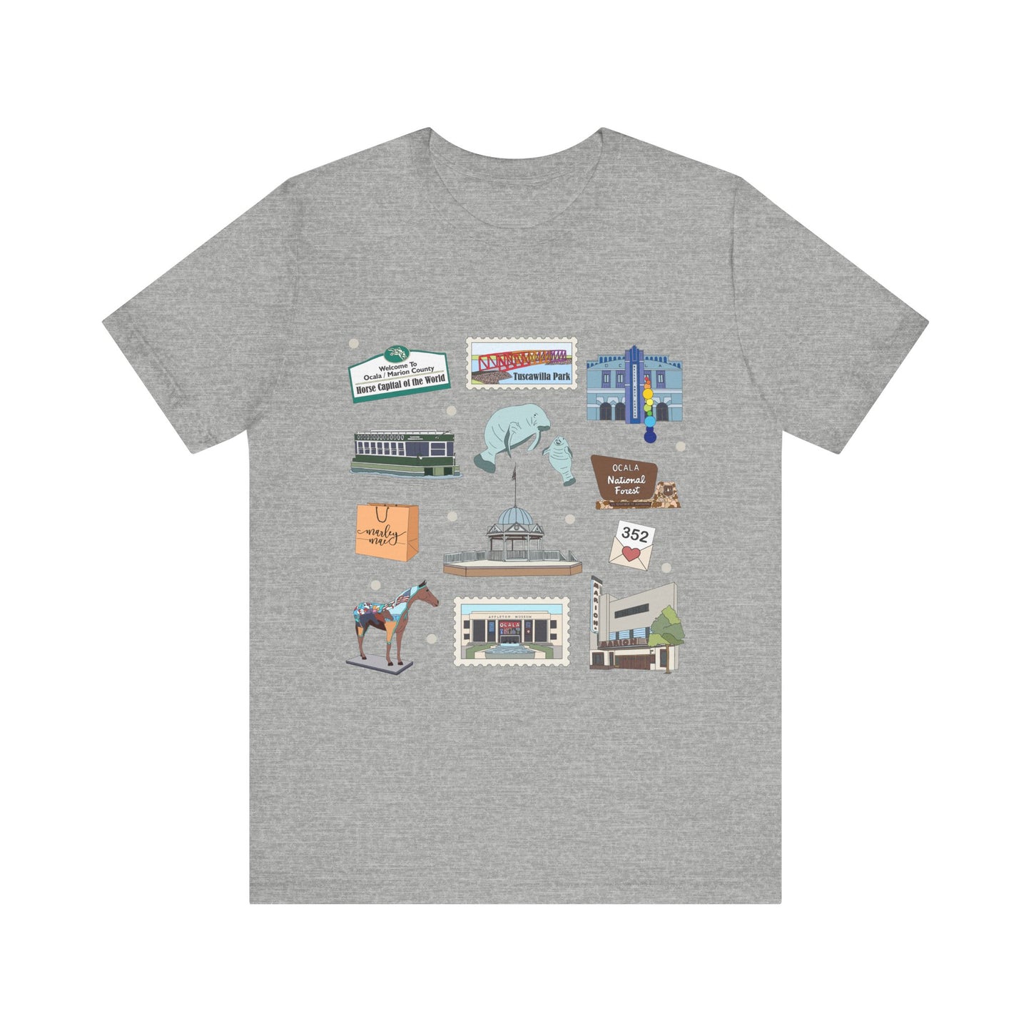 Unisex Jersey Short Sleeve Tee with Ocala, Florida FL landmarks print