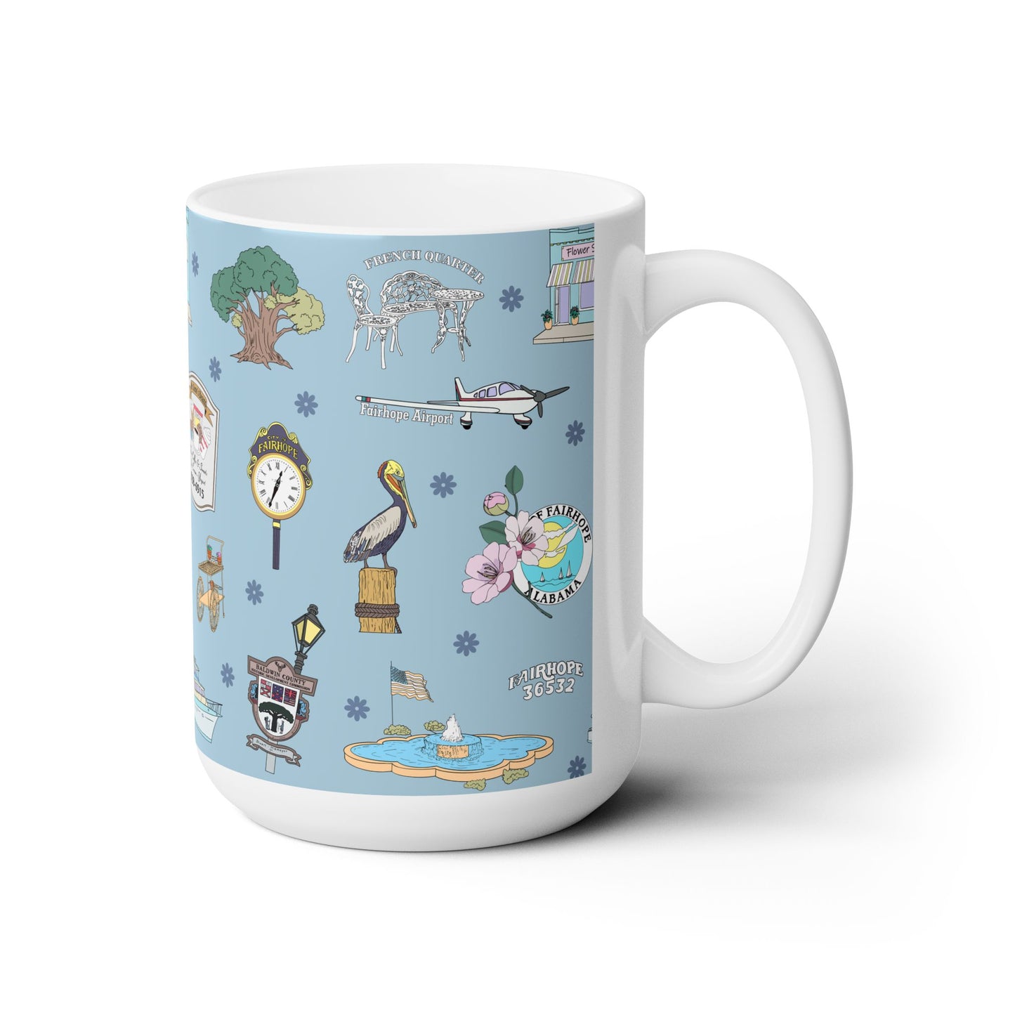 Ceramic Mug 15oz with Fairhope, Alabama AL in dusty blue