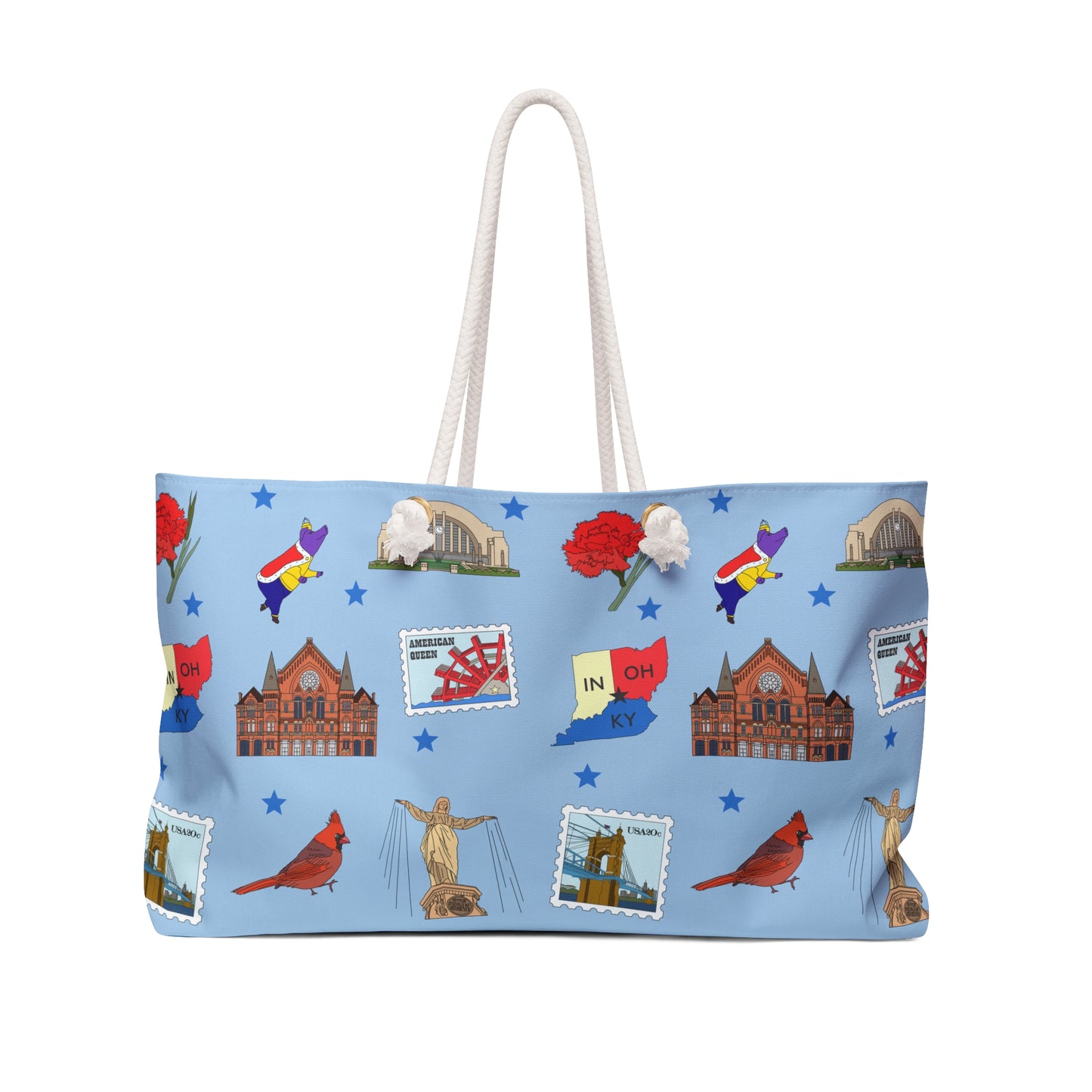 Weekender Bag with Cincinnati, Ohio OH in cerulean