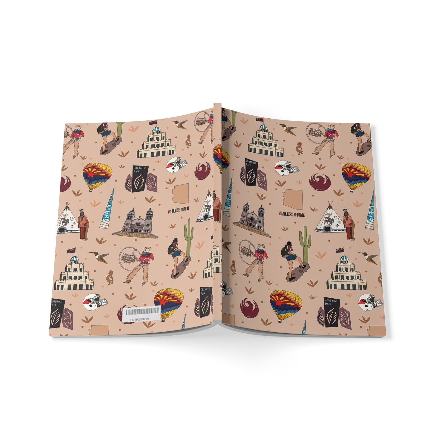 Paperback notebook with Phoenix & Scottsdale, Arizona AZ landmarks in sand 150 lined pages