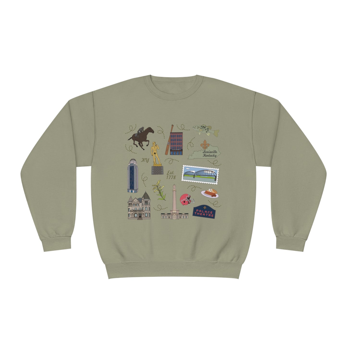 Unisex NuBlend® Crewneck Sweatshirt with Louisville, Kentucky KY in assorted colors