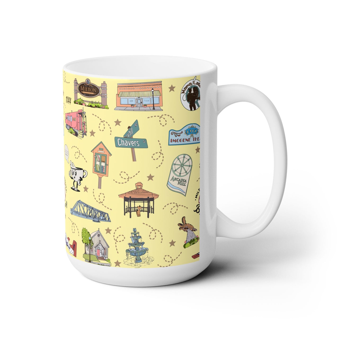 Ceramic Mug 15oz with Milton, FL in yellow