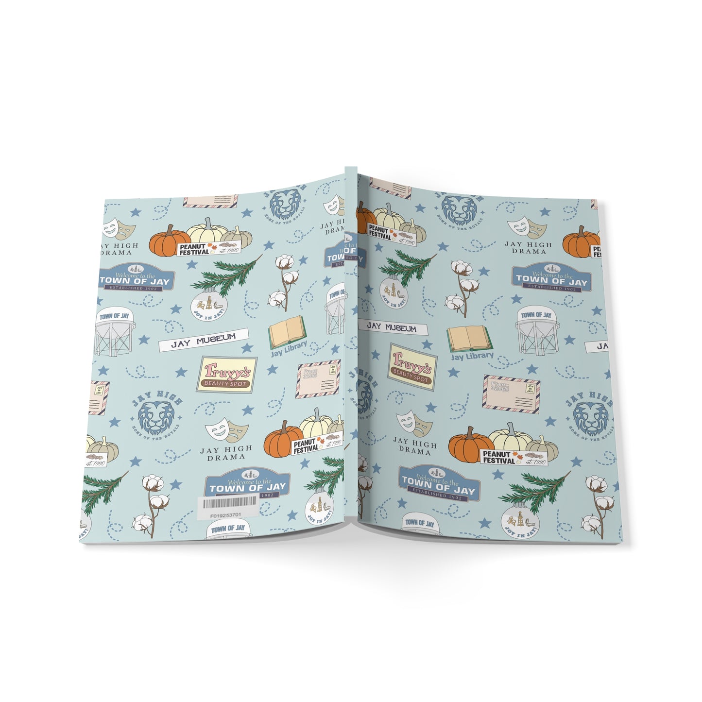 Paperback notebook with Jay, Florida FL landmarks in blue 150 lined pages