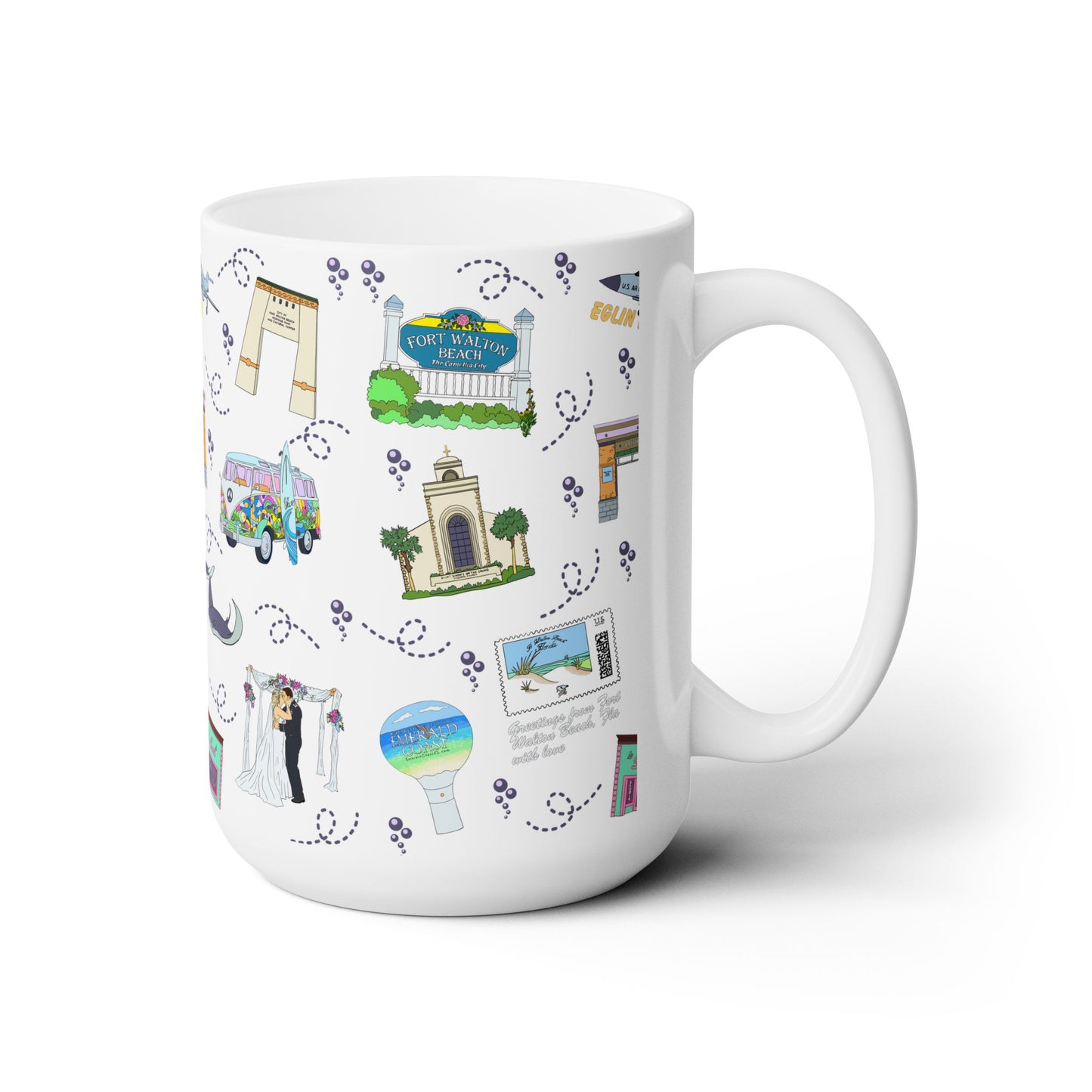 Ceramic Mug 15oz with Fort Walton Beach, Florida FL in white