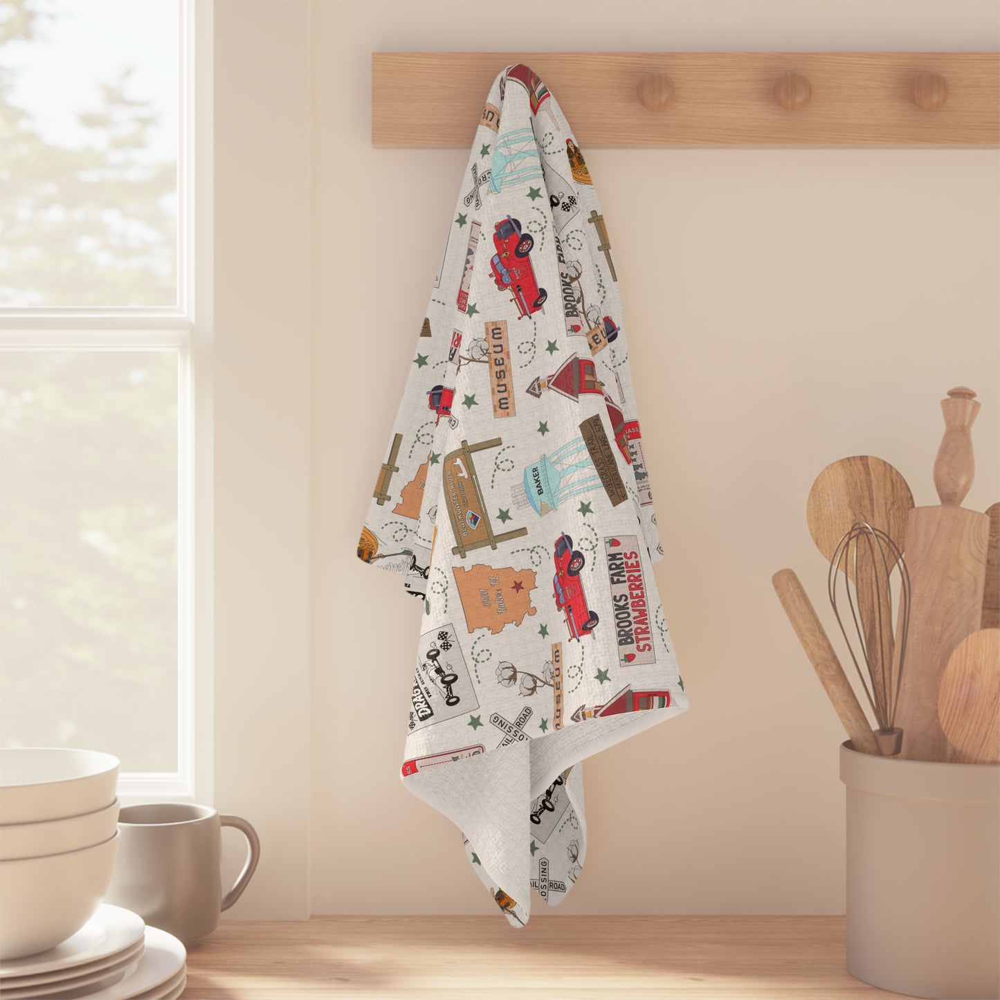 Kitchen Towel with Baker, Florida FL in white