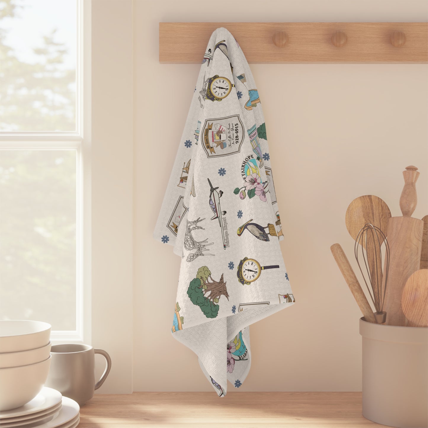 Kitchen Towel with Fairhope, Alabama AL in white