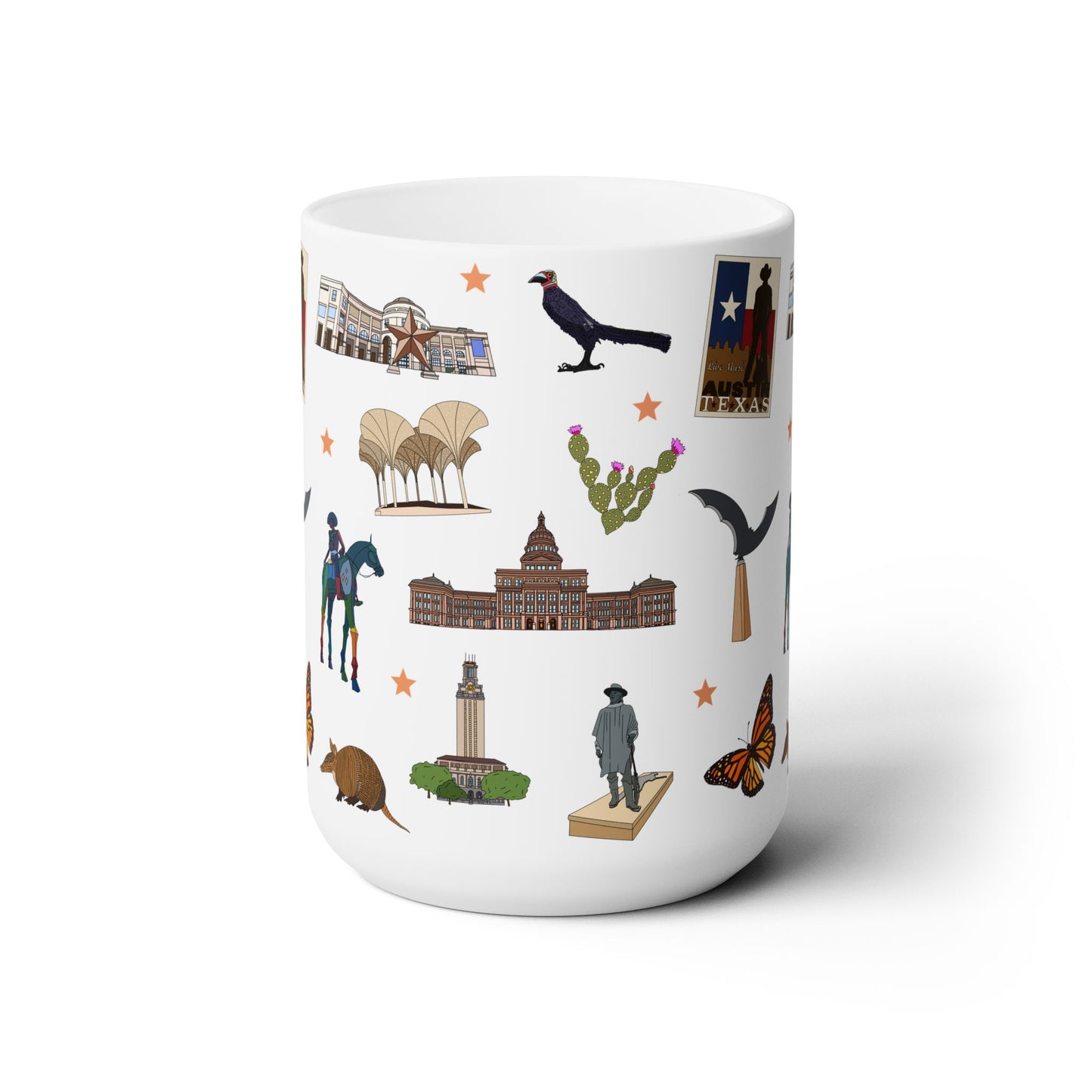 Ceramic Mug 15oz with Austin, Texas TX in white