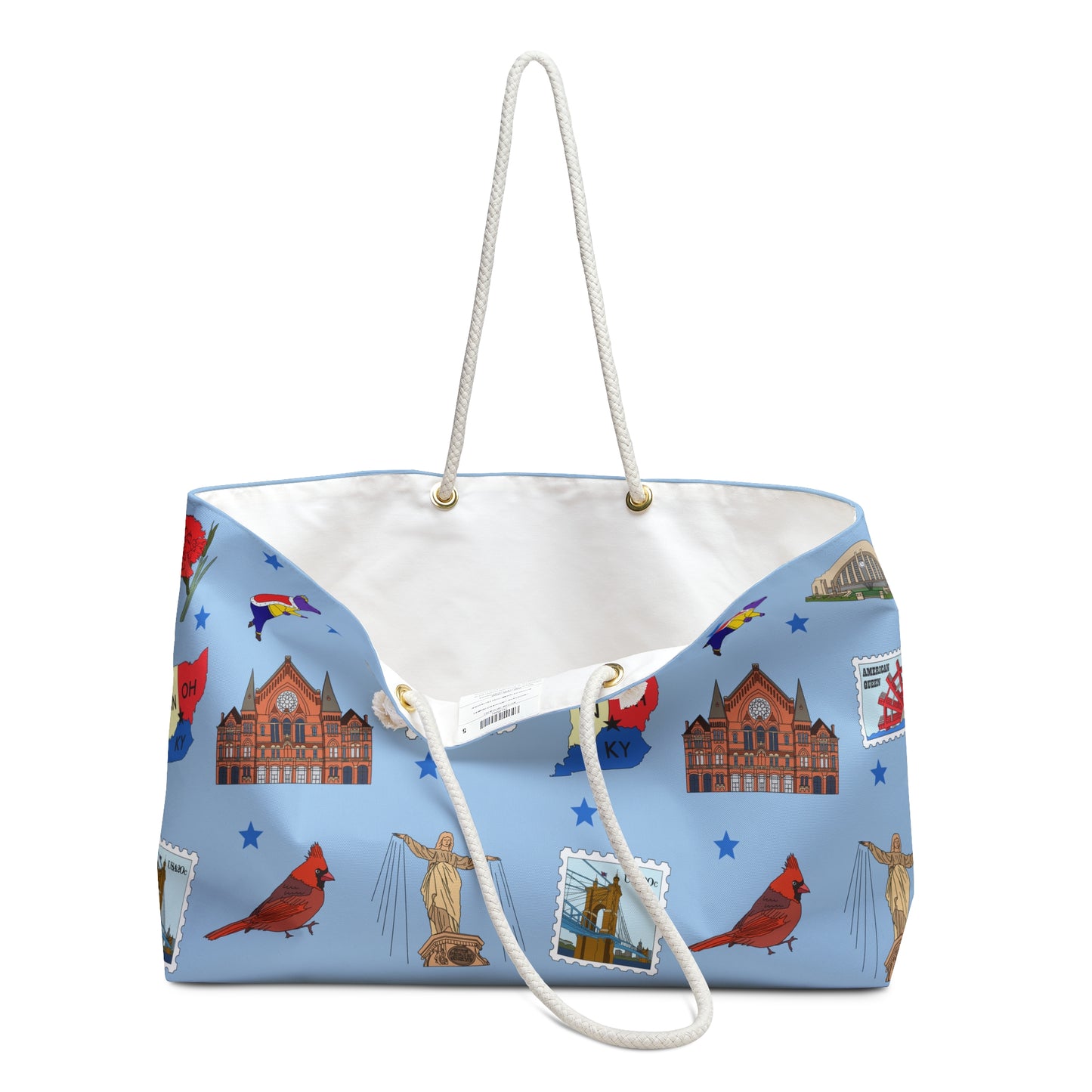 Weekender Bag with Cincinnati, Ohio OH in cerulean