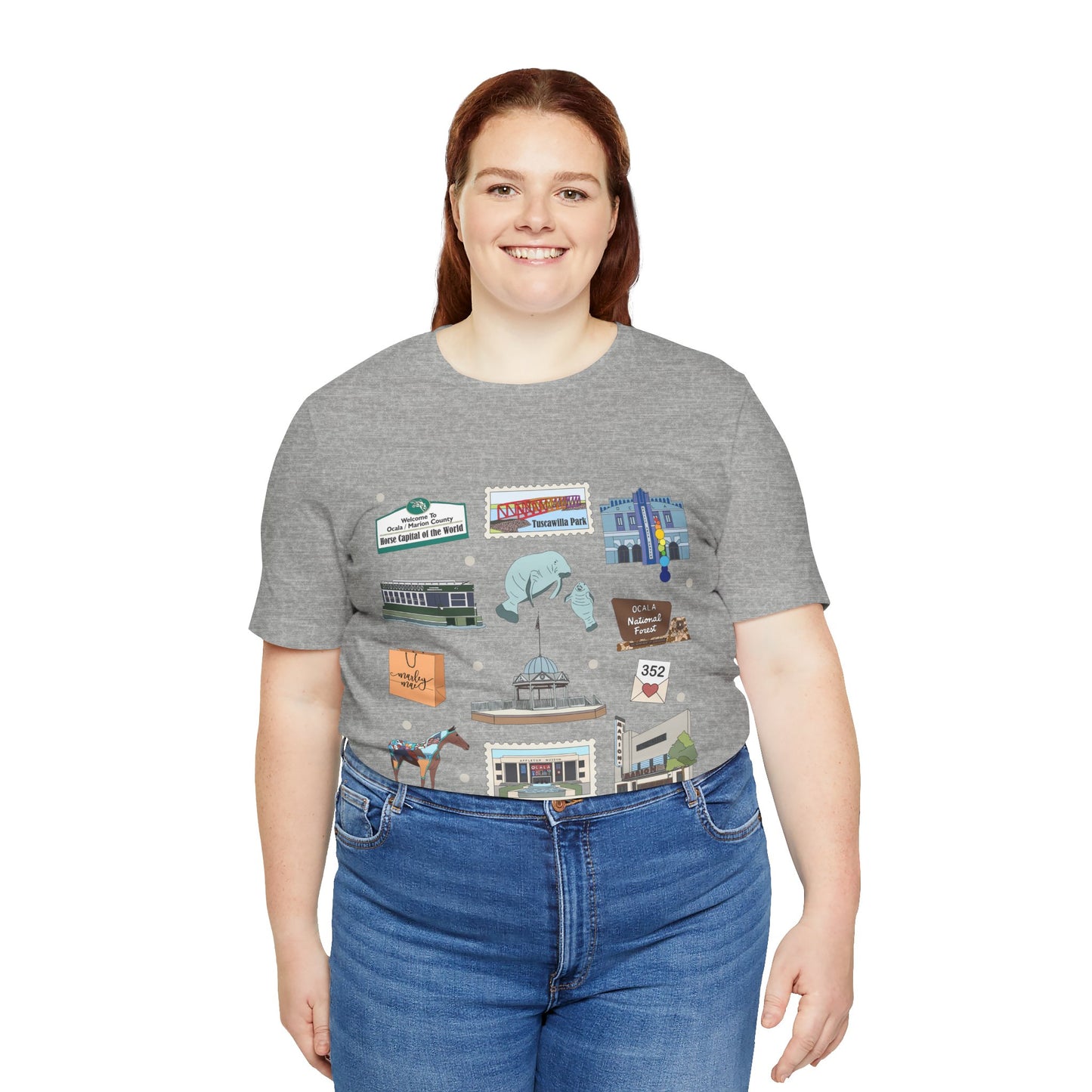 Unisex Jersey Short Sleeve Tee with Ocala, Florida FL landmarks print