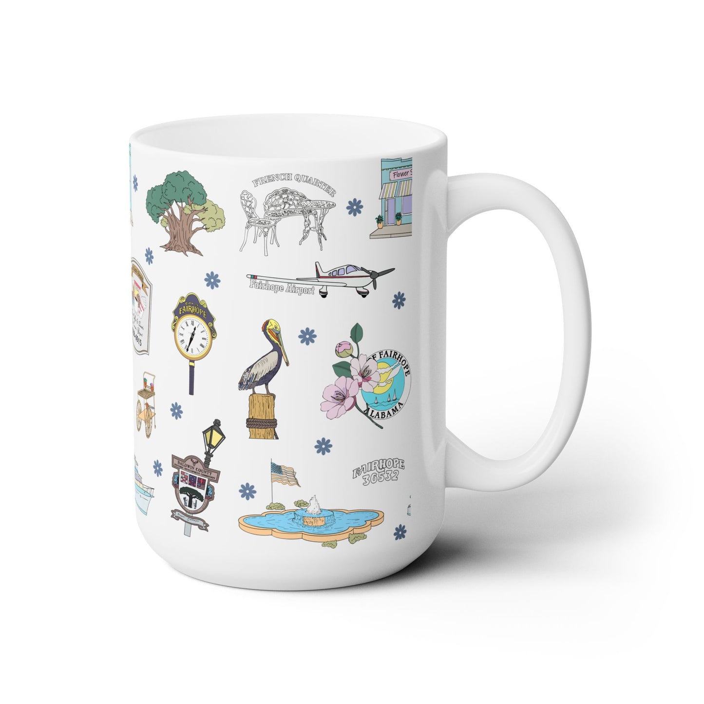 Ceramic Mug 15oz with Fairhope, Alabama AL in white
