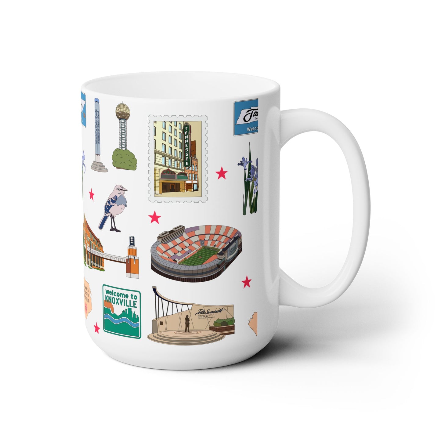 Ceramic Mug 15oz with Knoxville, Tennessee TN in white