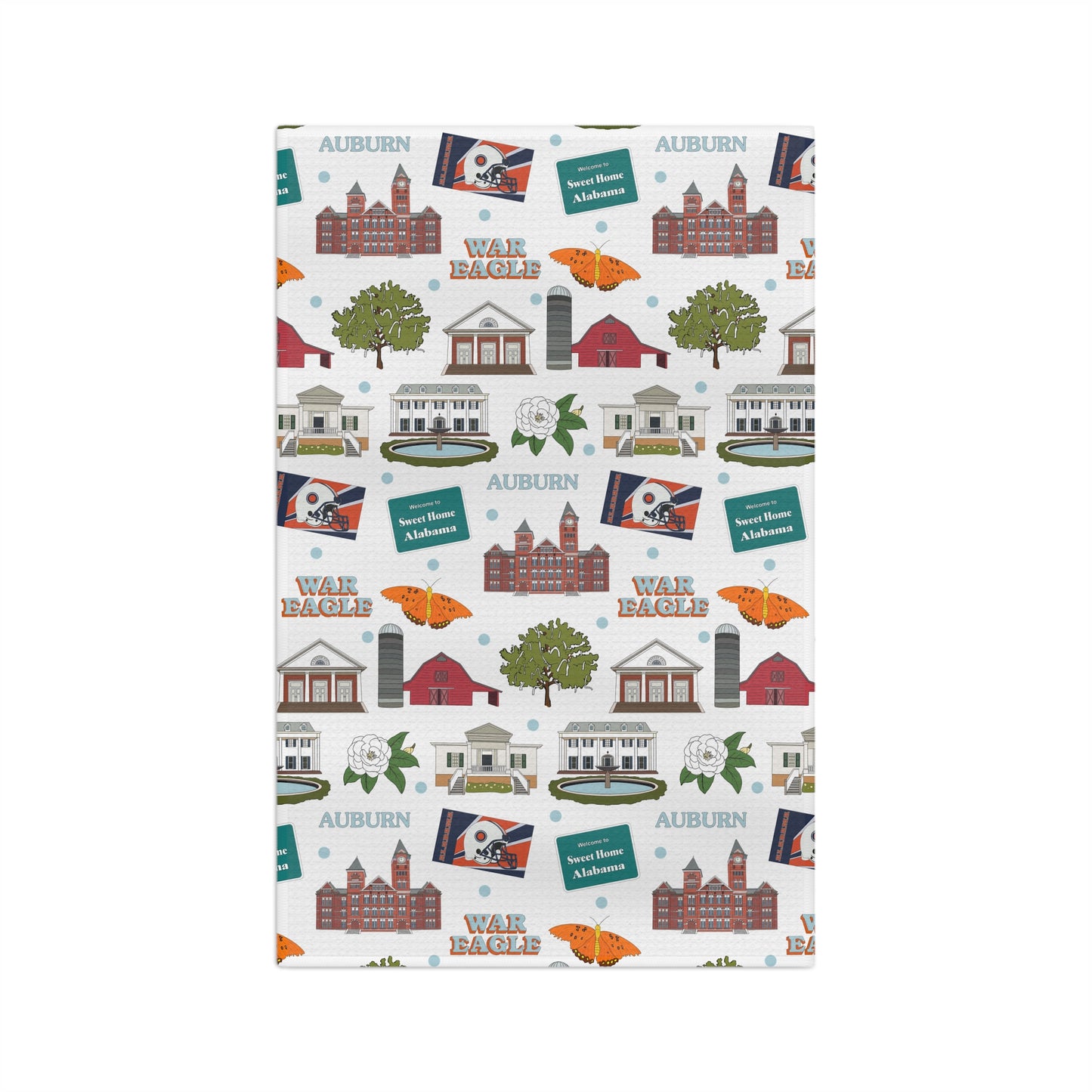 Kitchen Towel with Auburn, Alabama AL in white