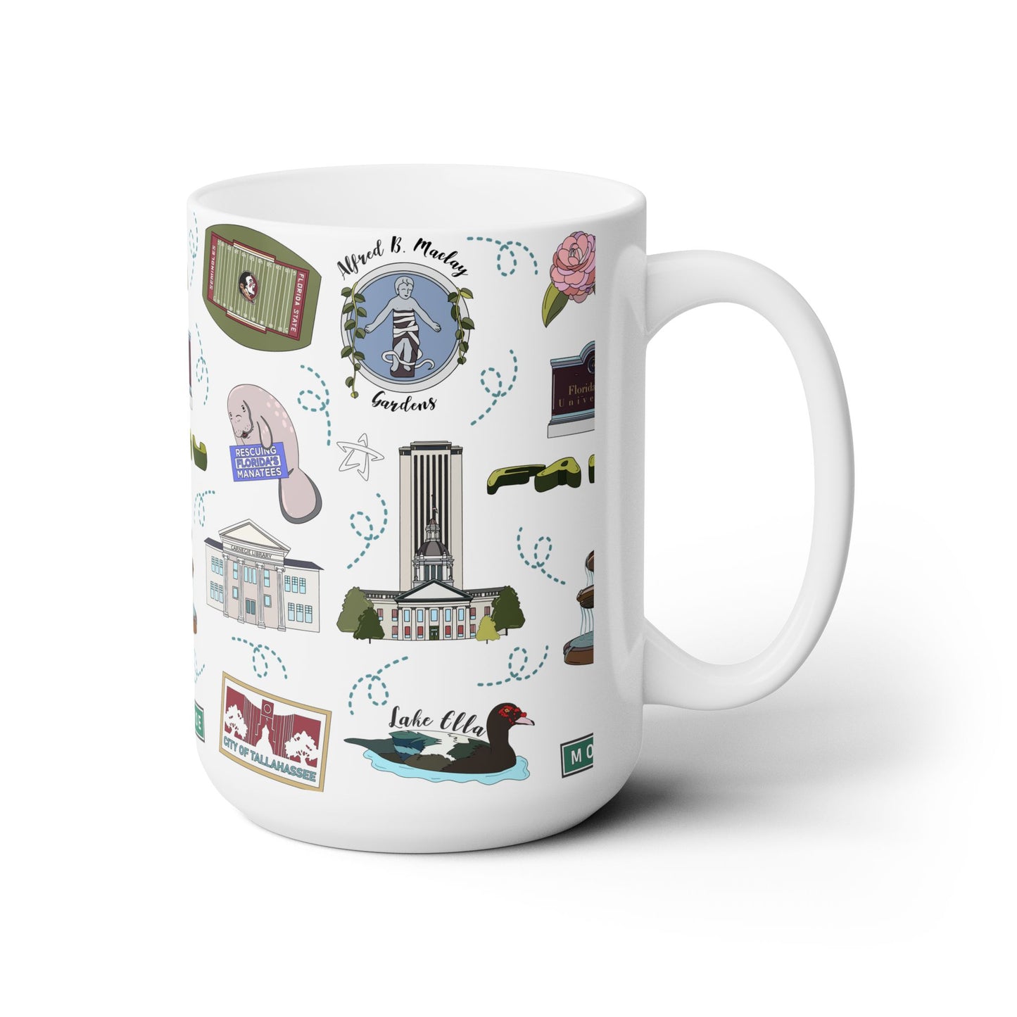 Ceramic Mug 15oz with Tallahassee Florida FL in white