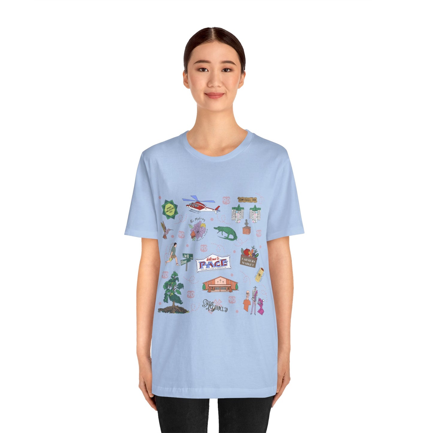 Unisex Jersey Short Sleeve Tee with Pace, Florida FL landmarks print